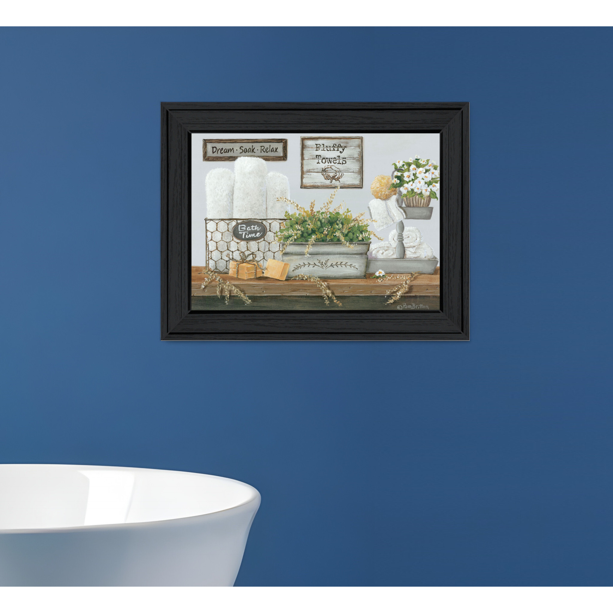 Fluffy Towels Black Framed Print Wall Art