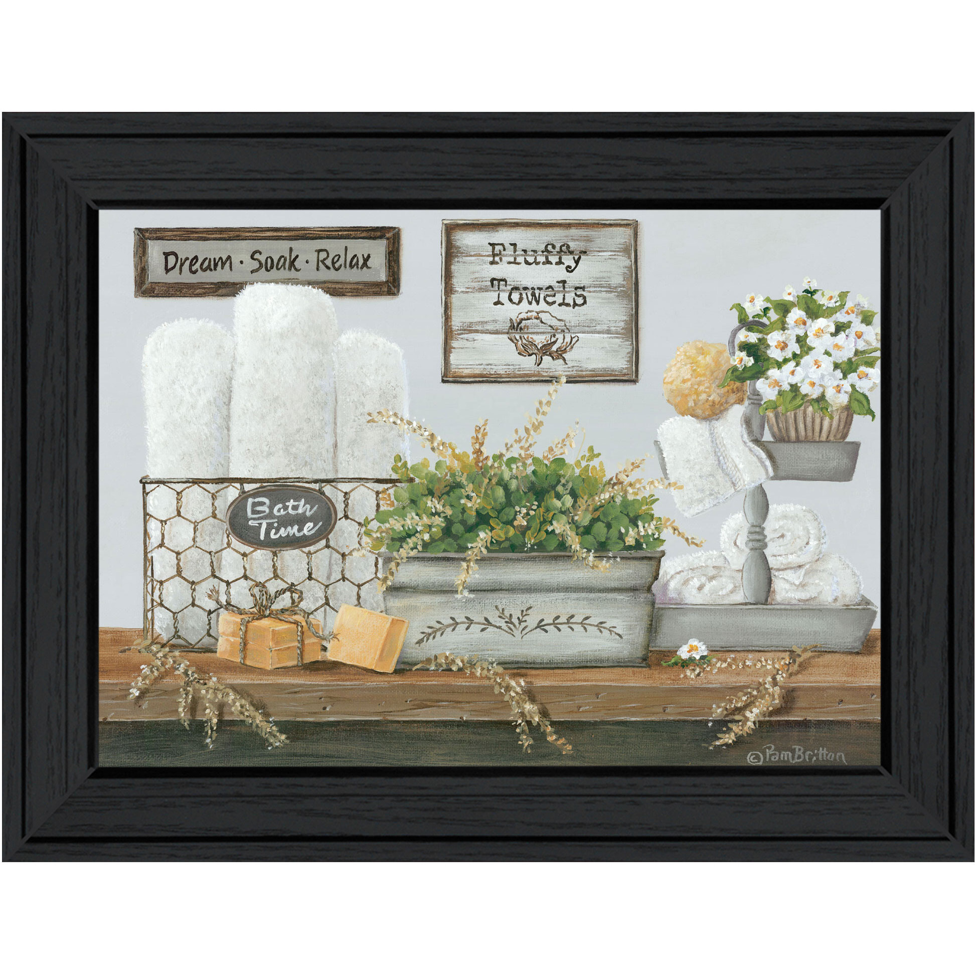 Fluffy Towels Black Framed Print Wall Art