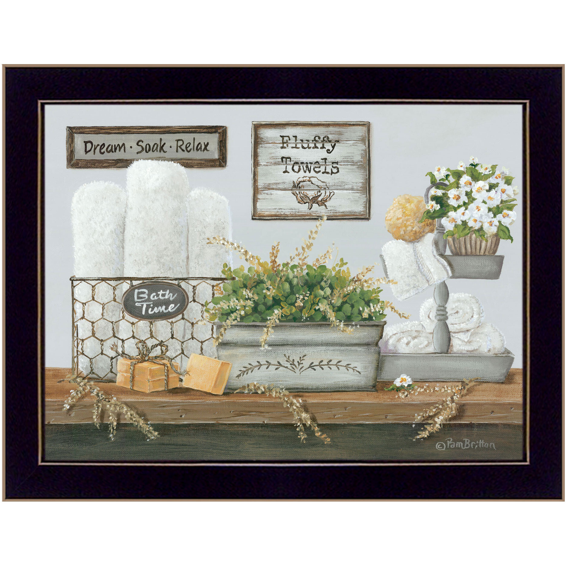 Fluffy Towels Black Framed Print Wall Art