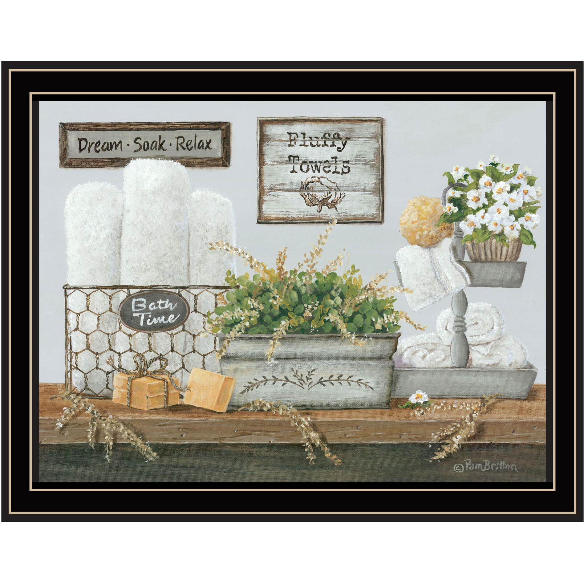 Fluffy Towels Black Framed Print Wall Art