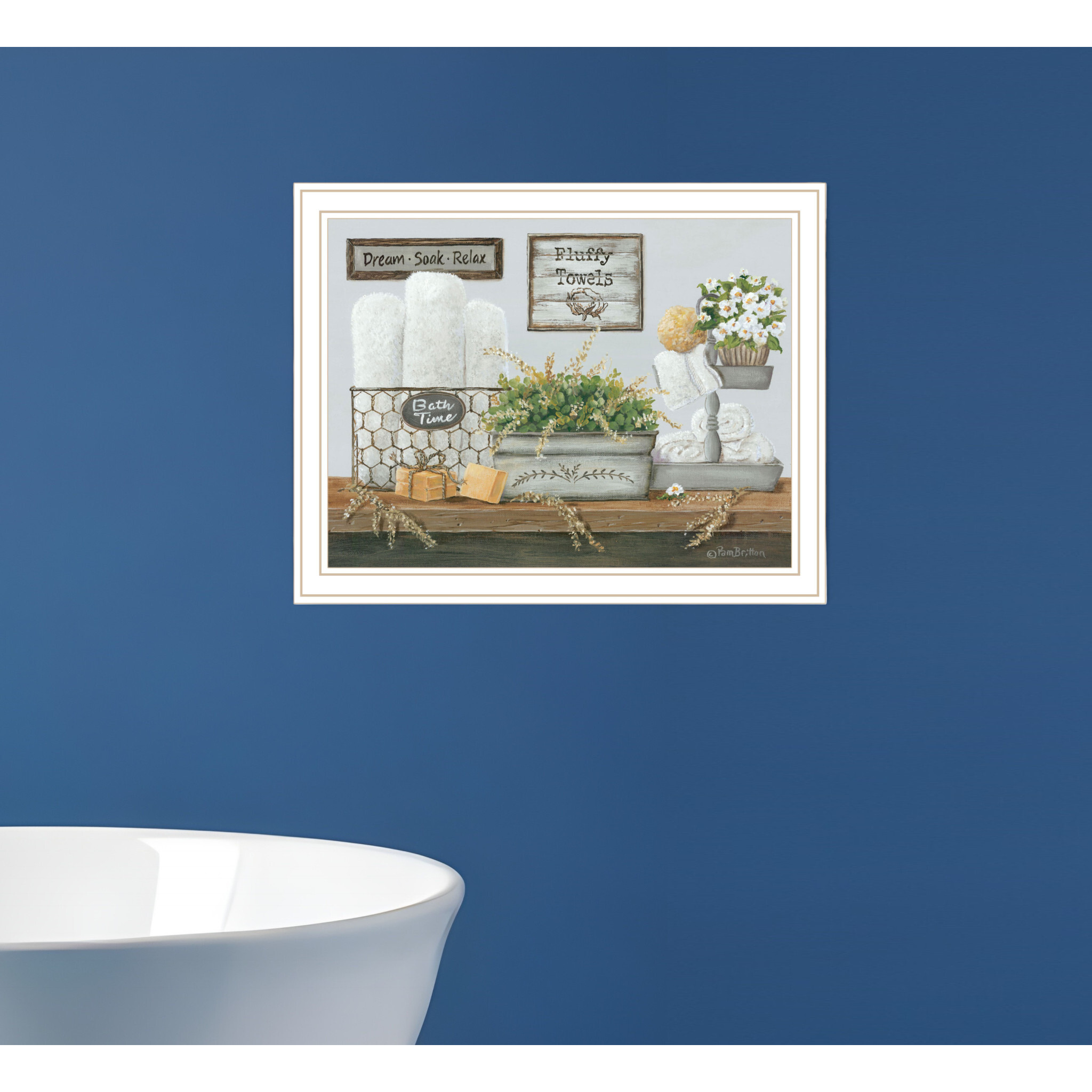 Fluffy Towels White Framed Print Wall Art