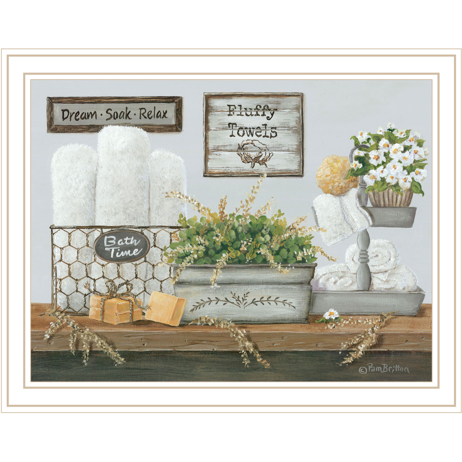 Fluffy Towels White Framed Print Wall Art