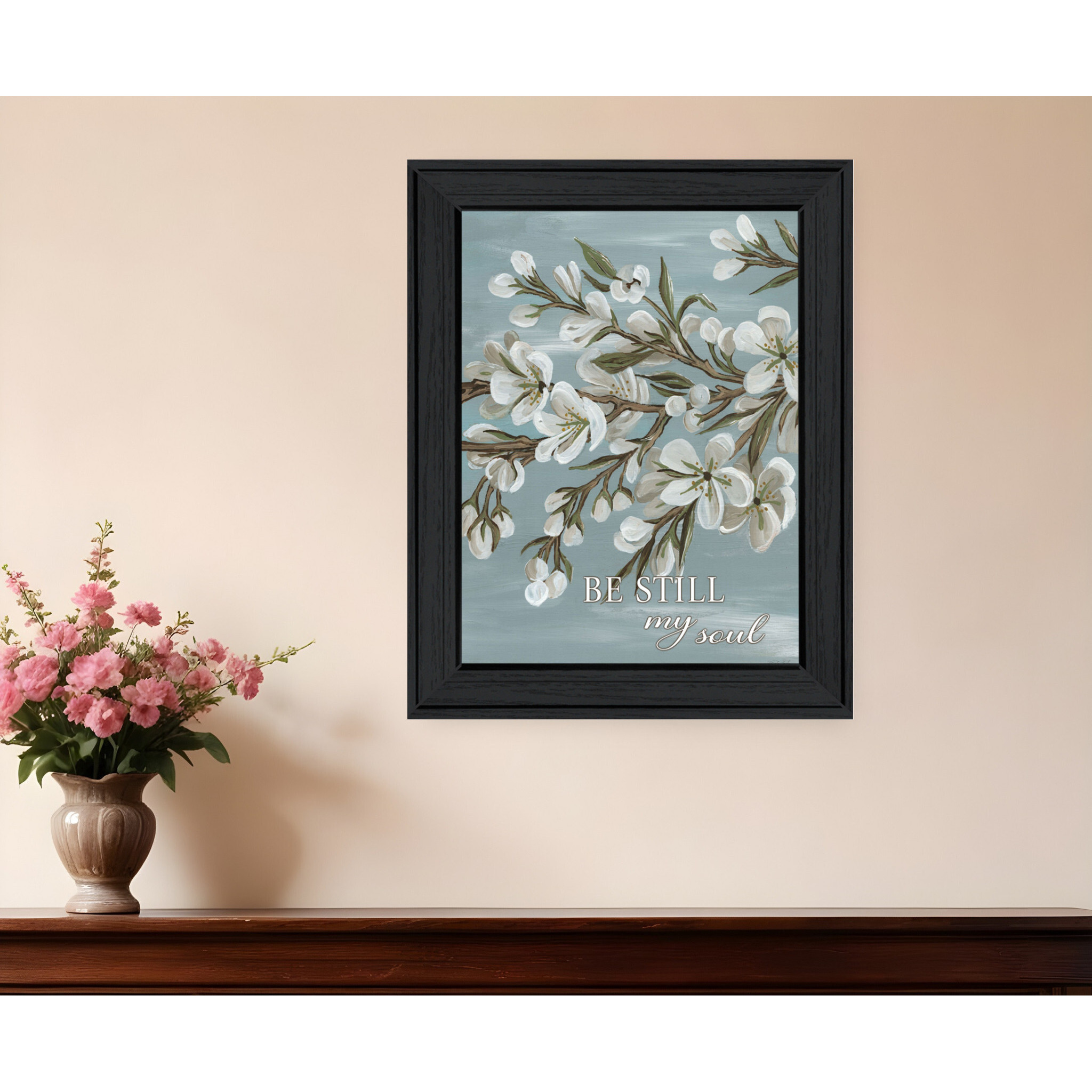 Spring Be Still Black Framed Print Wall Art