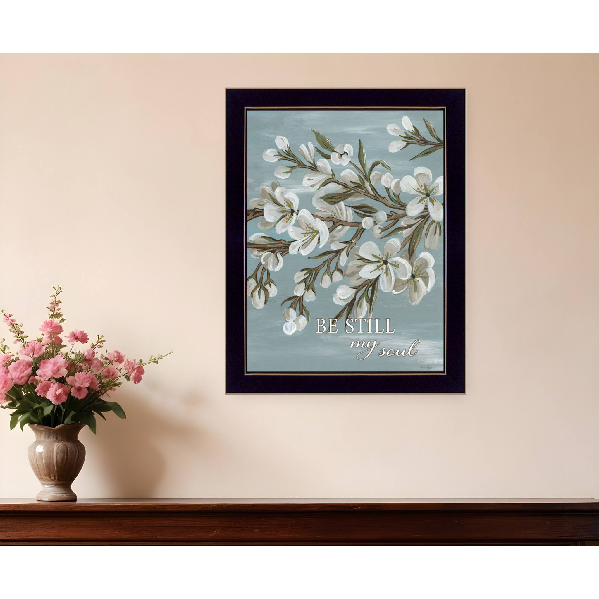 Spring Be Still Black Framed Print Wall Art