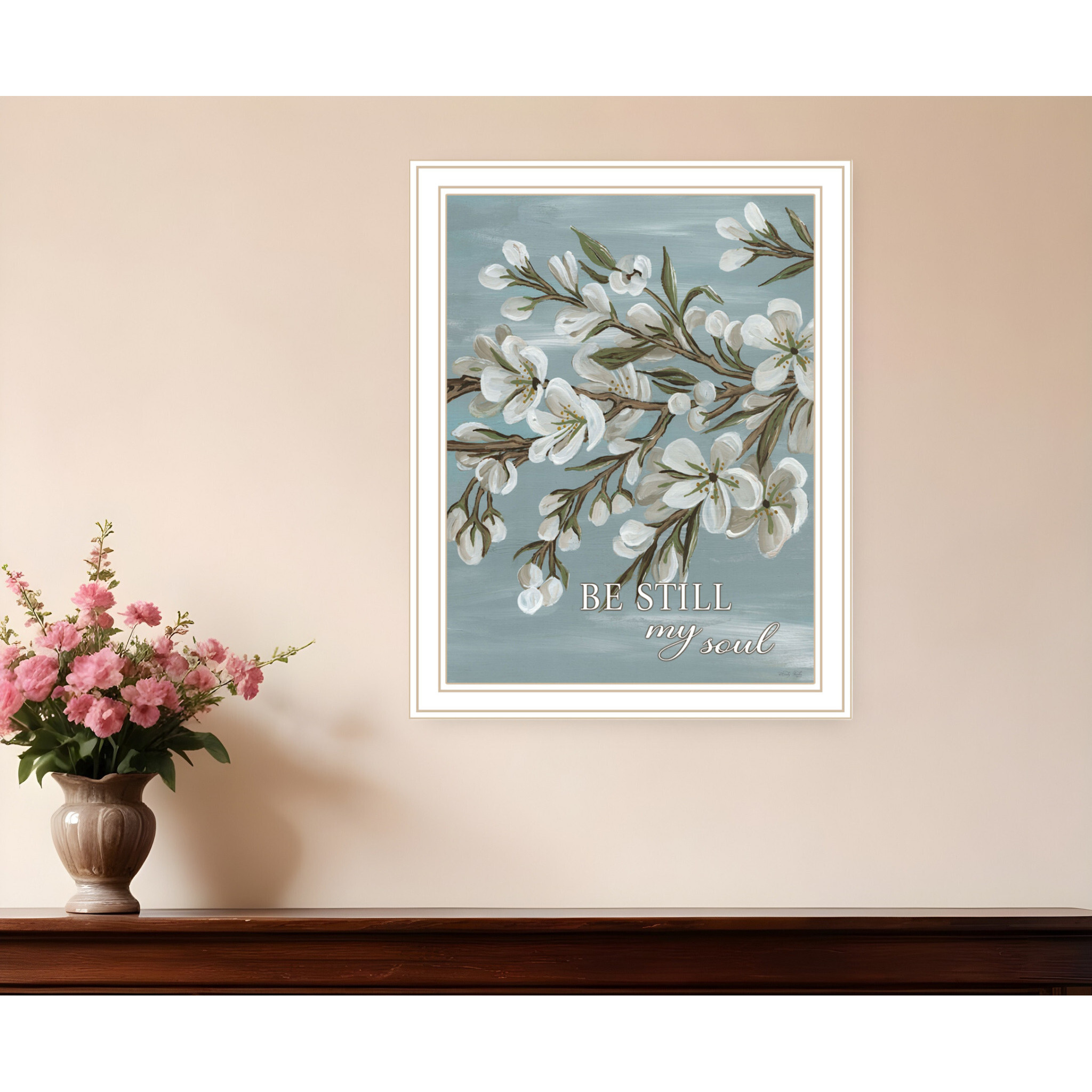 Spring Be Still White Framed Print Wall Art