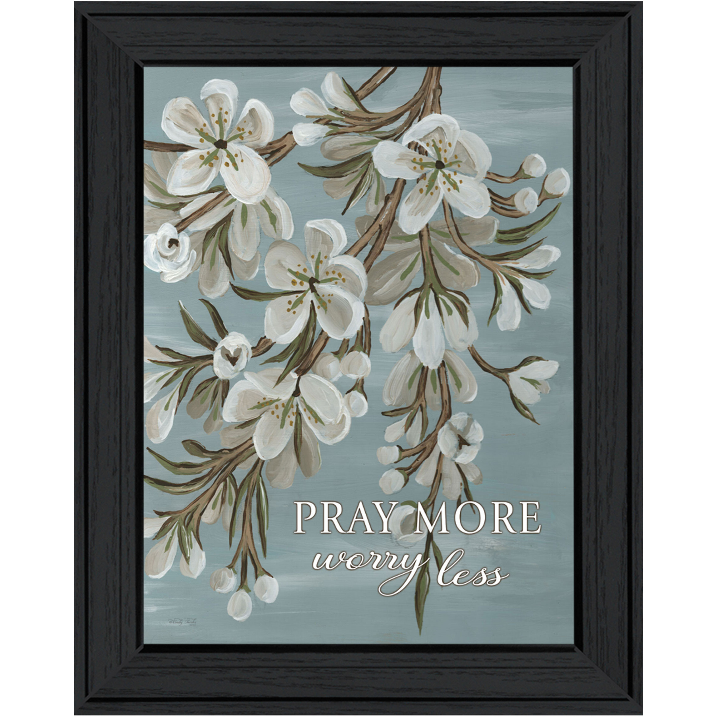 Pray More Worry Less Black Framed Print Wall Art