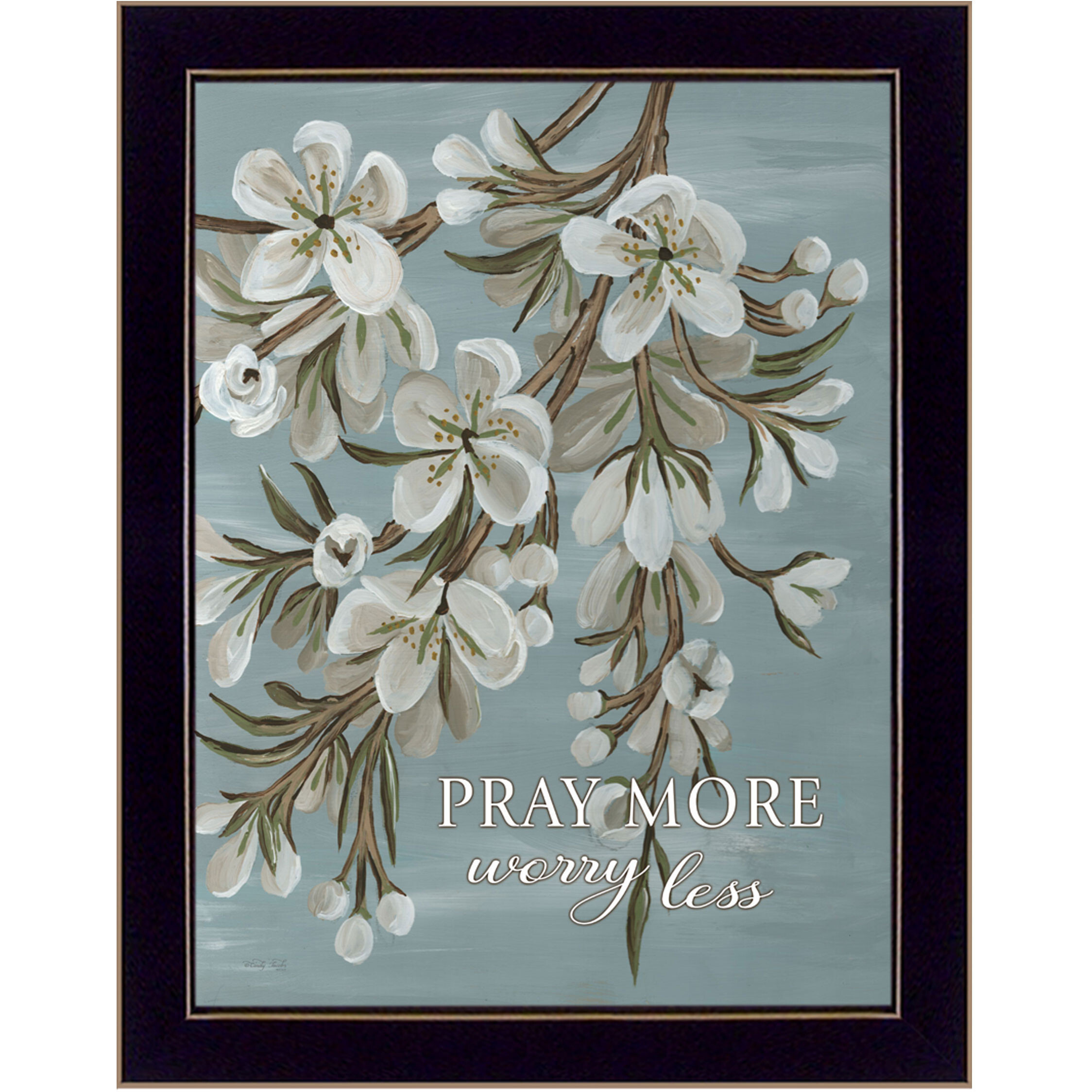 Pray More Worry Less Black Framed Print Wall Art