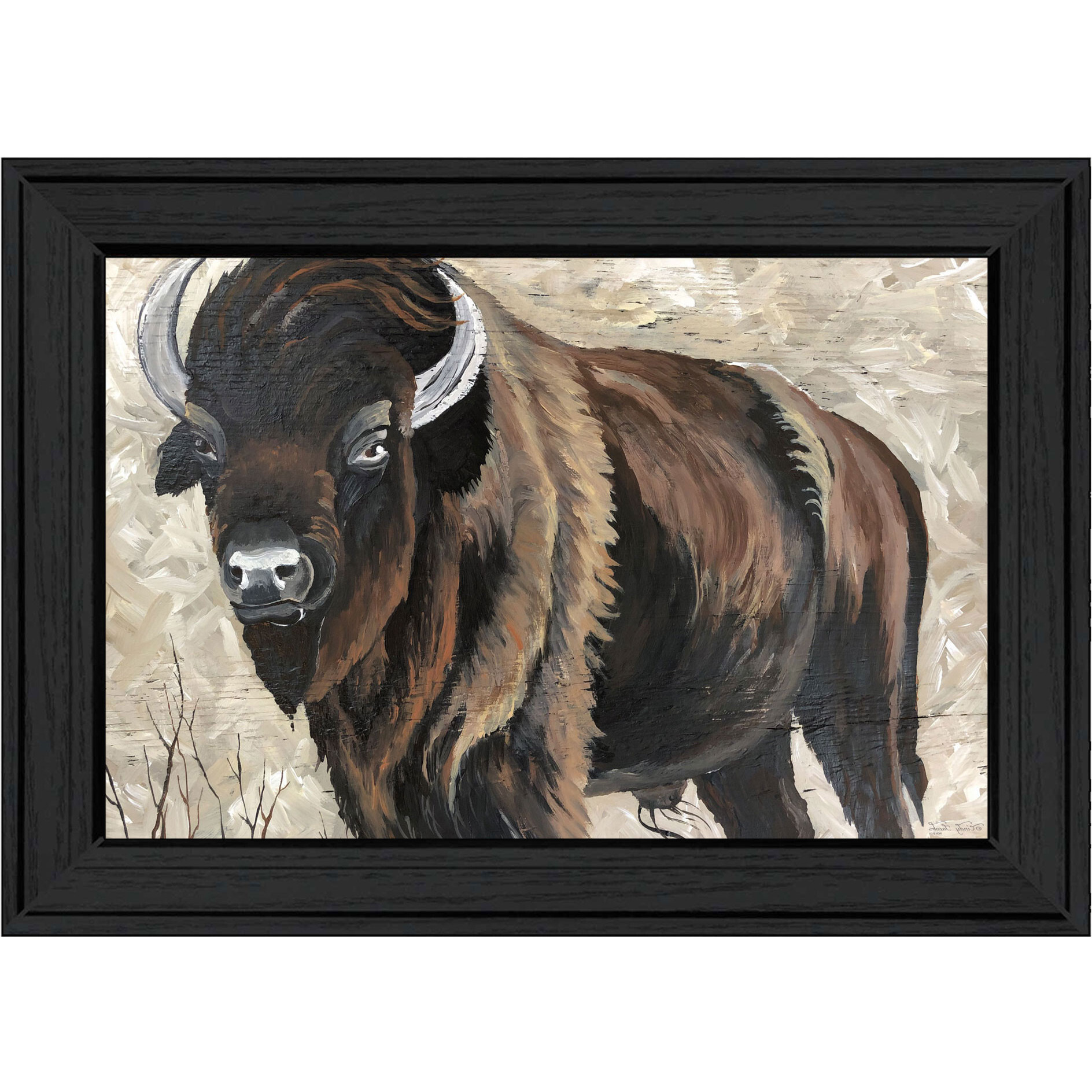 The Boss Bison Only Black Framed Print Wall Art
