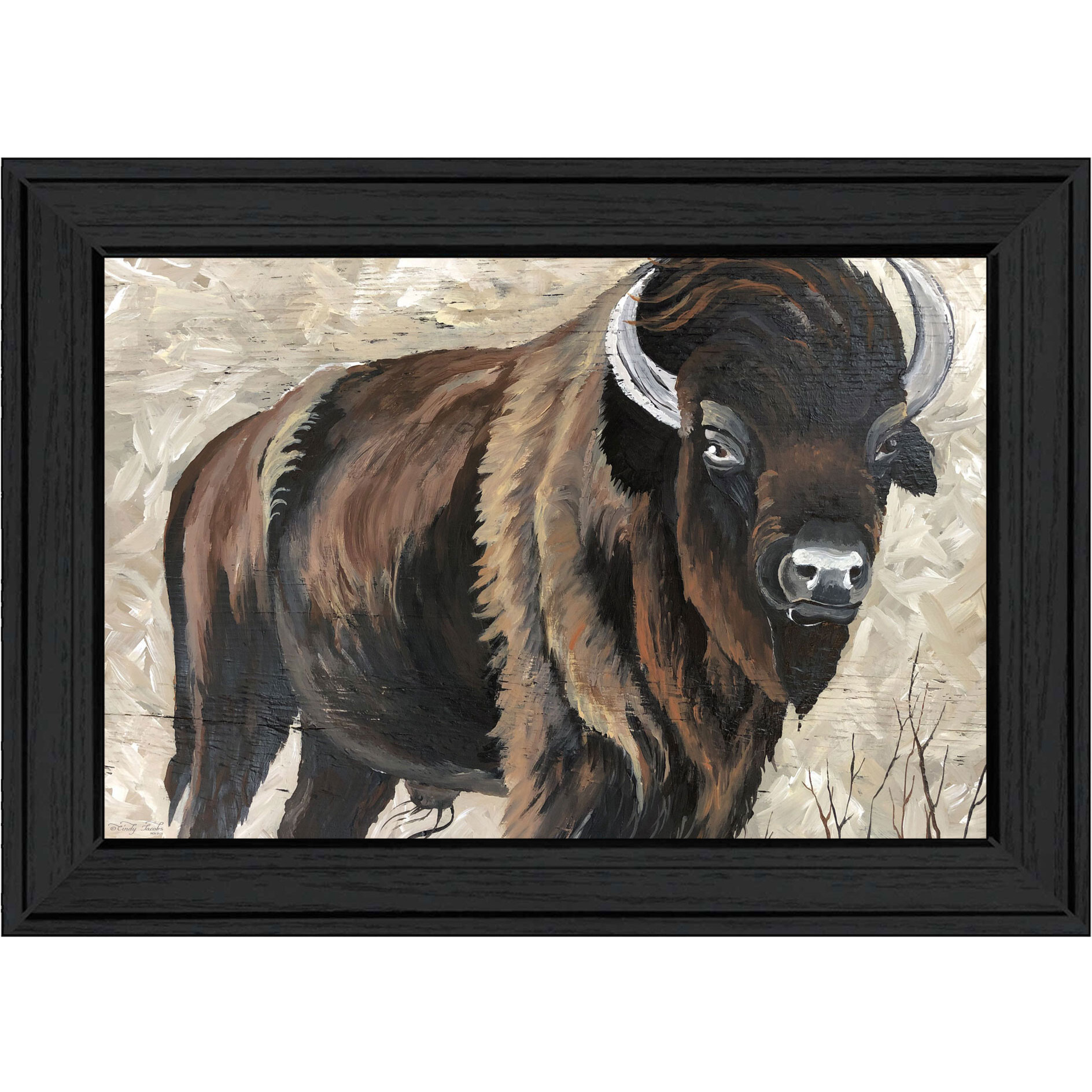 The Boss Bison Only Black Framed Print Wall Art