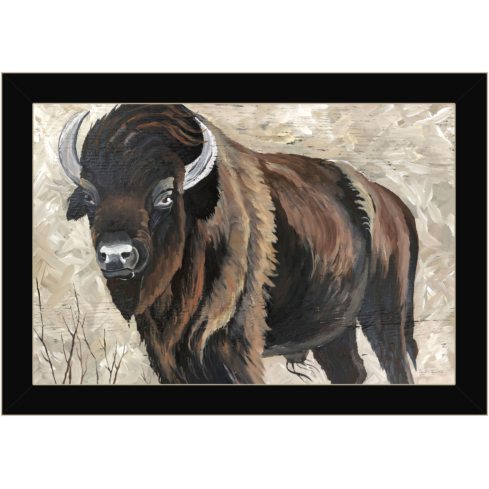 The Boss Bison Only Black Framed Print Wall Art