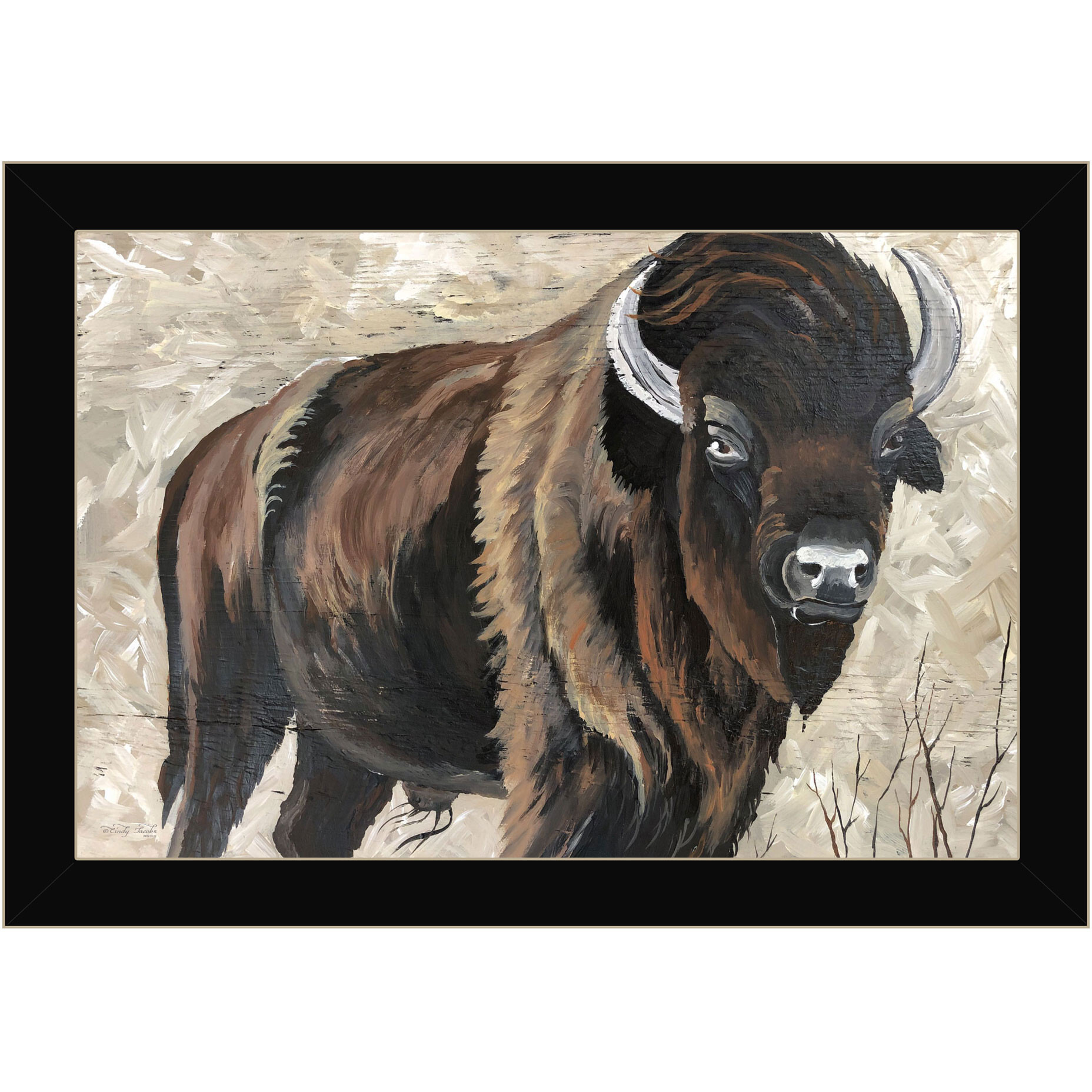The Boss Bison Only Black Framed Print Wall Art