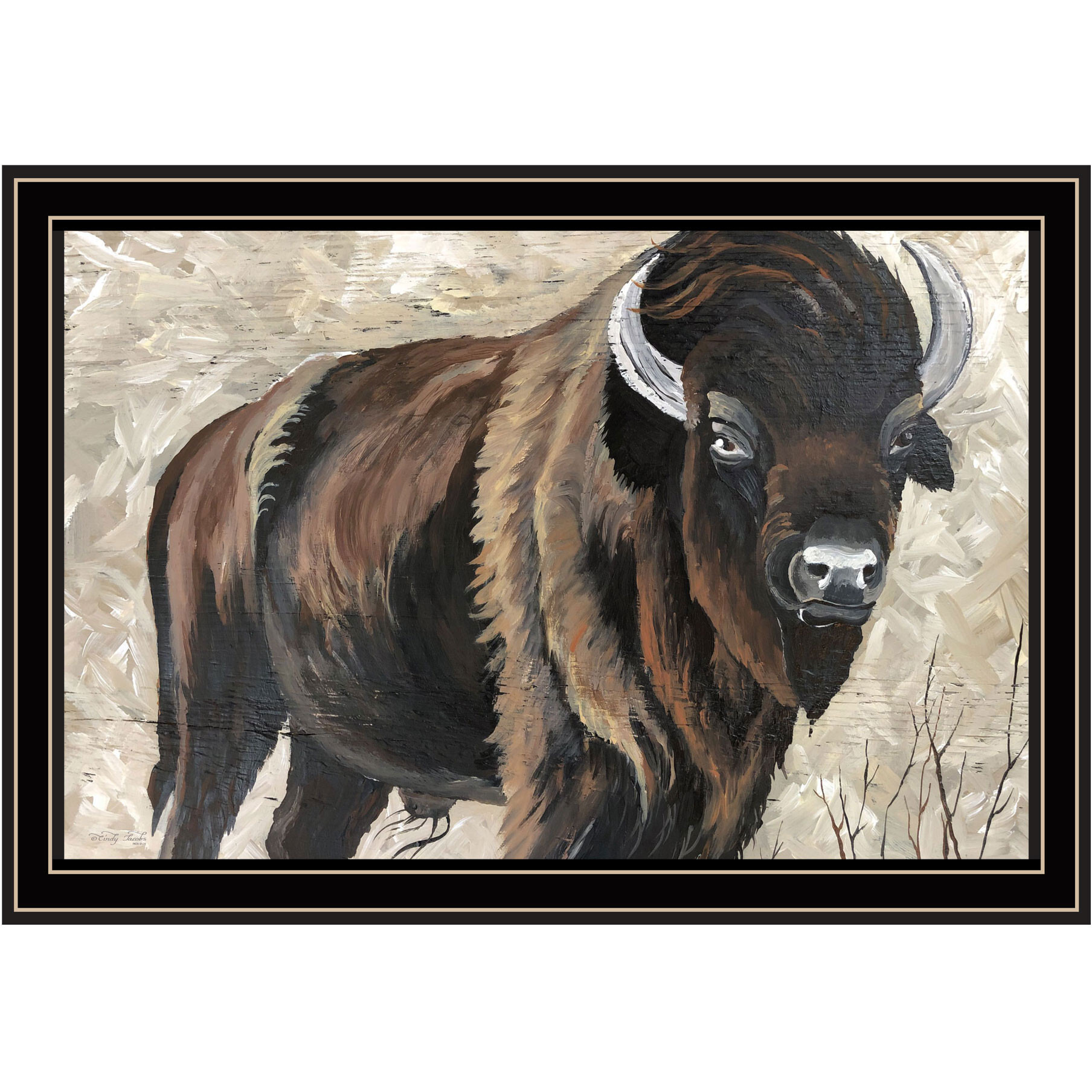 The Boss Bison Only Black Framed Print Wall Art