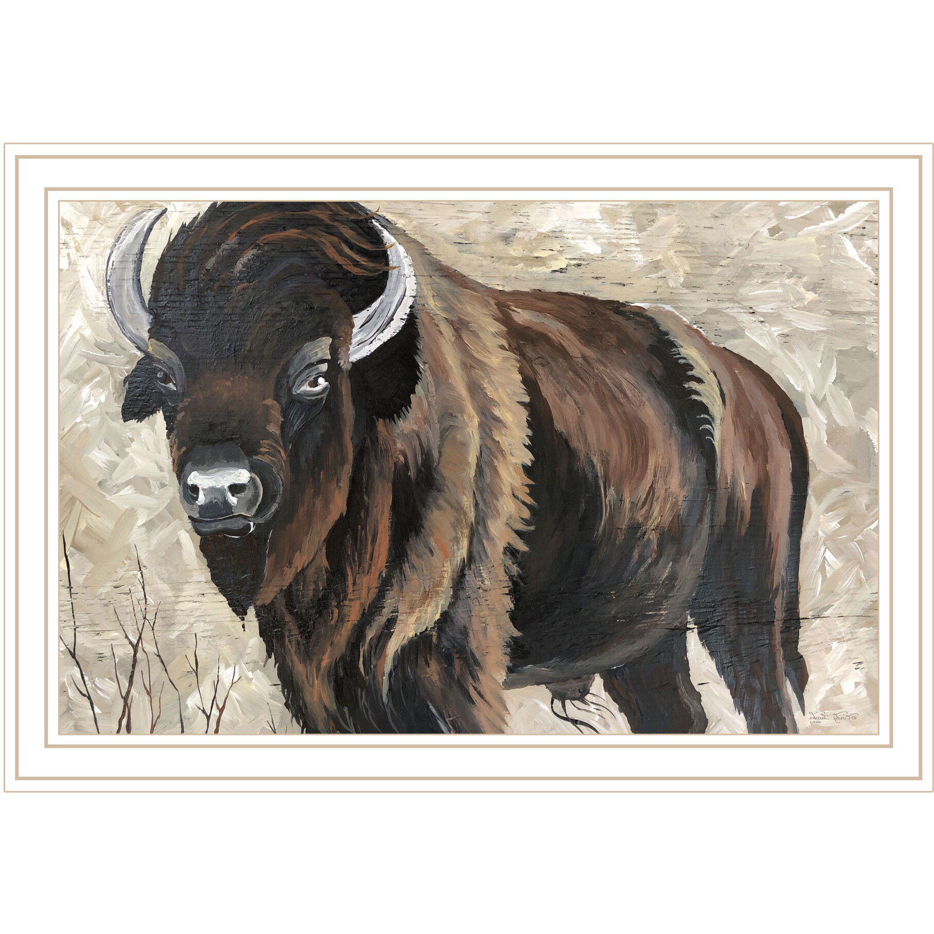 The Boss Bison Only White Framed Print Wall Art