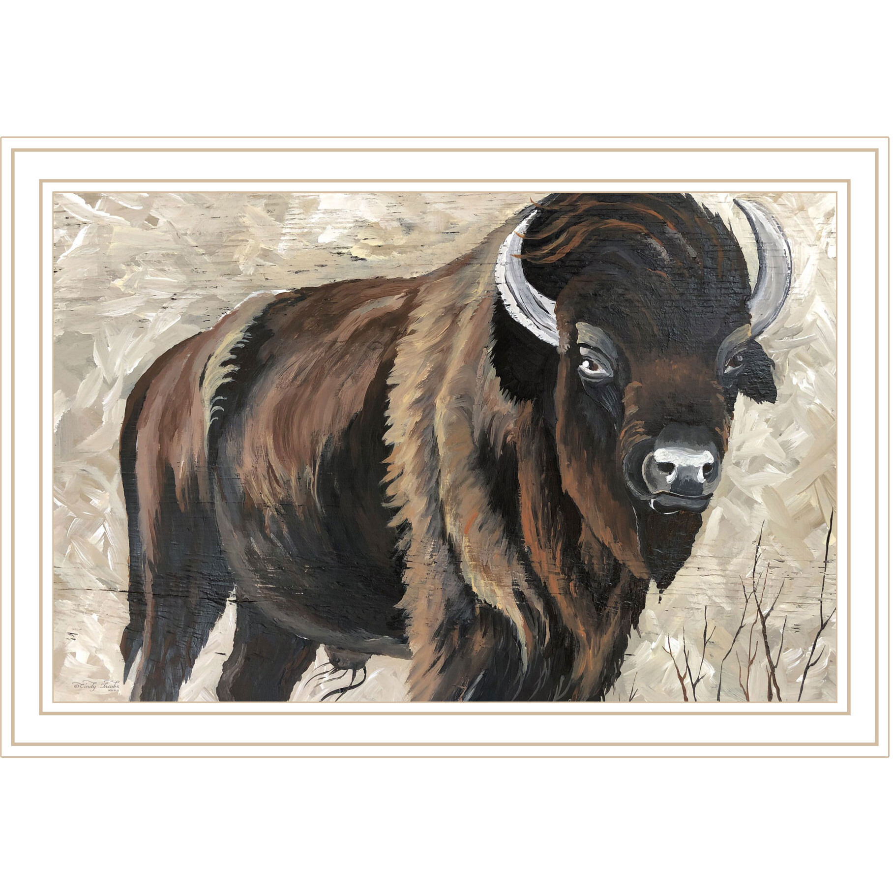 The Boss Bison Only White Framed Print Wall Art