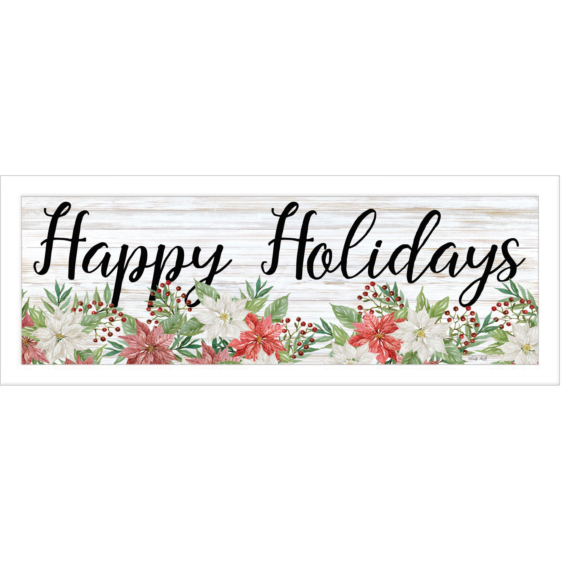 Happy Holiday White Framed Print Wall Art