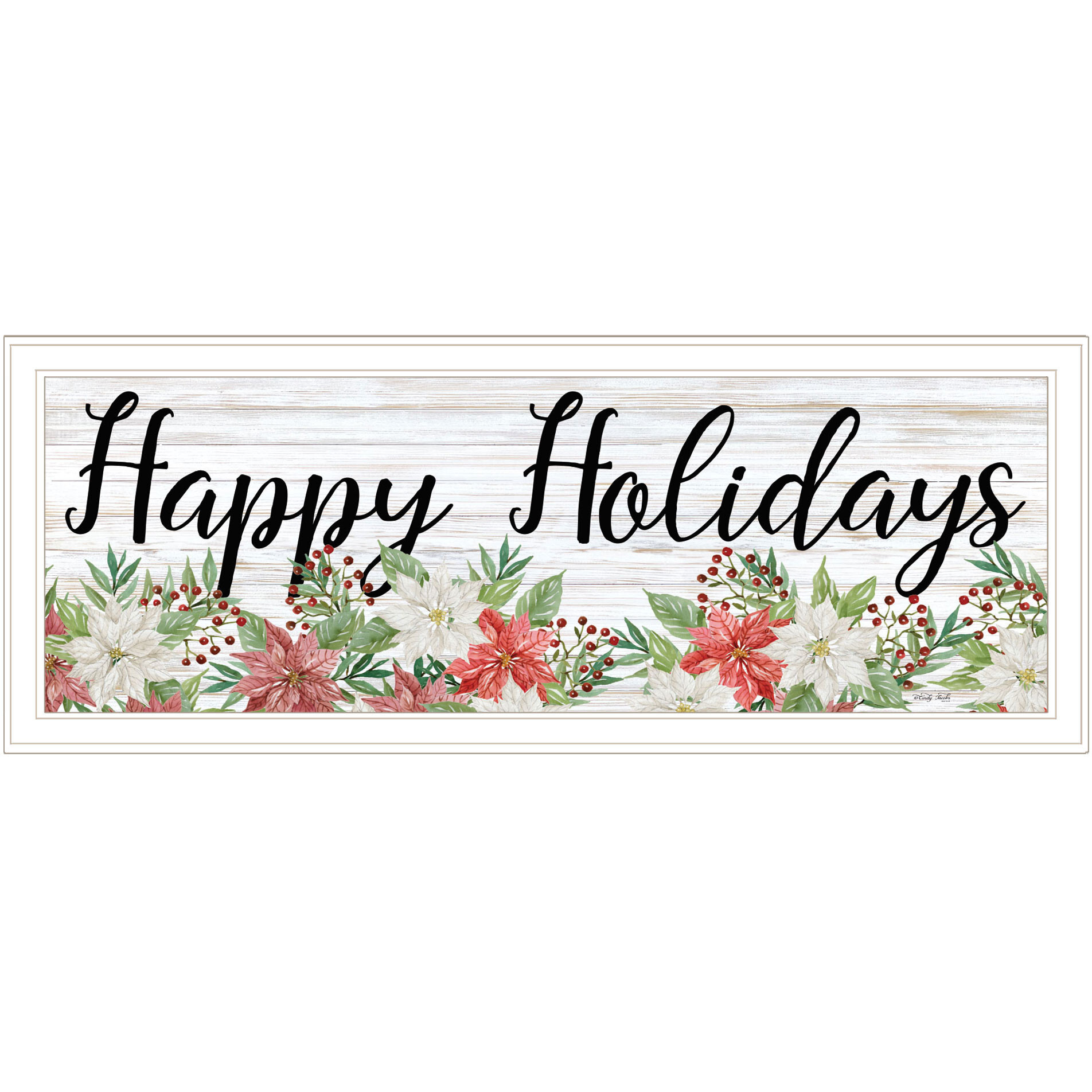 Happy Holiday White Framed Print Wall Art