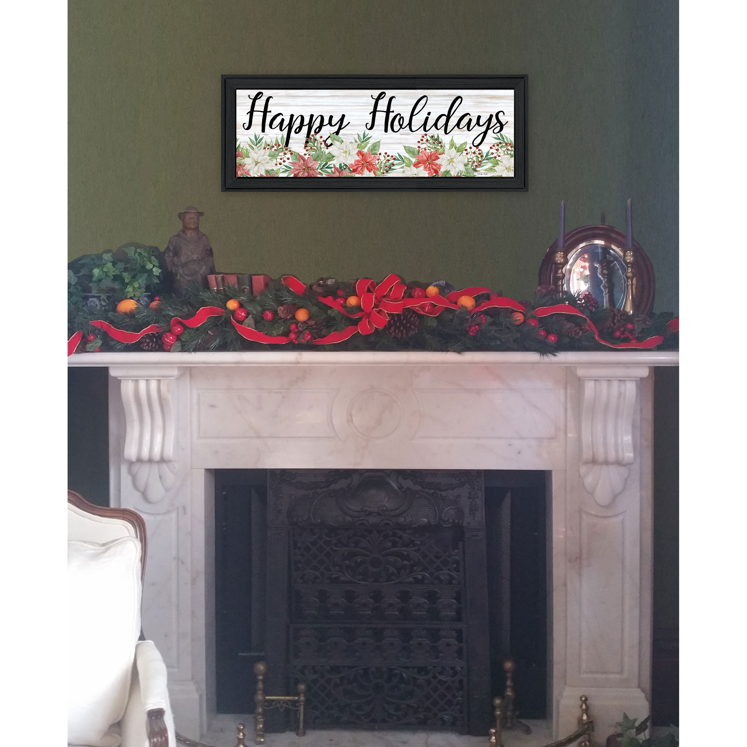 Happy Holiday Black Framed Print Wall Art