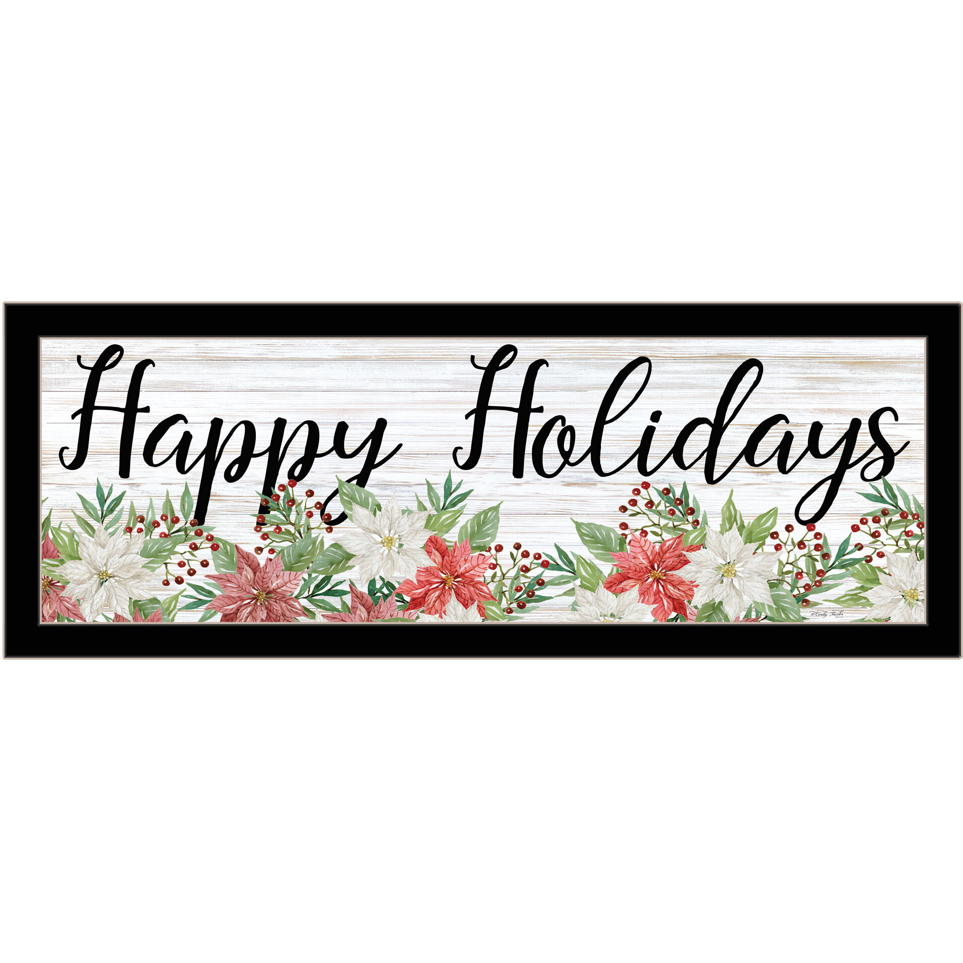 Happy Holiday Black Framed Print Wall Art
