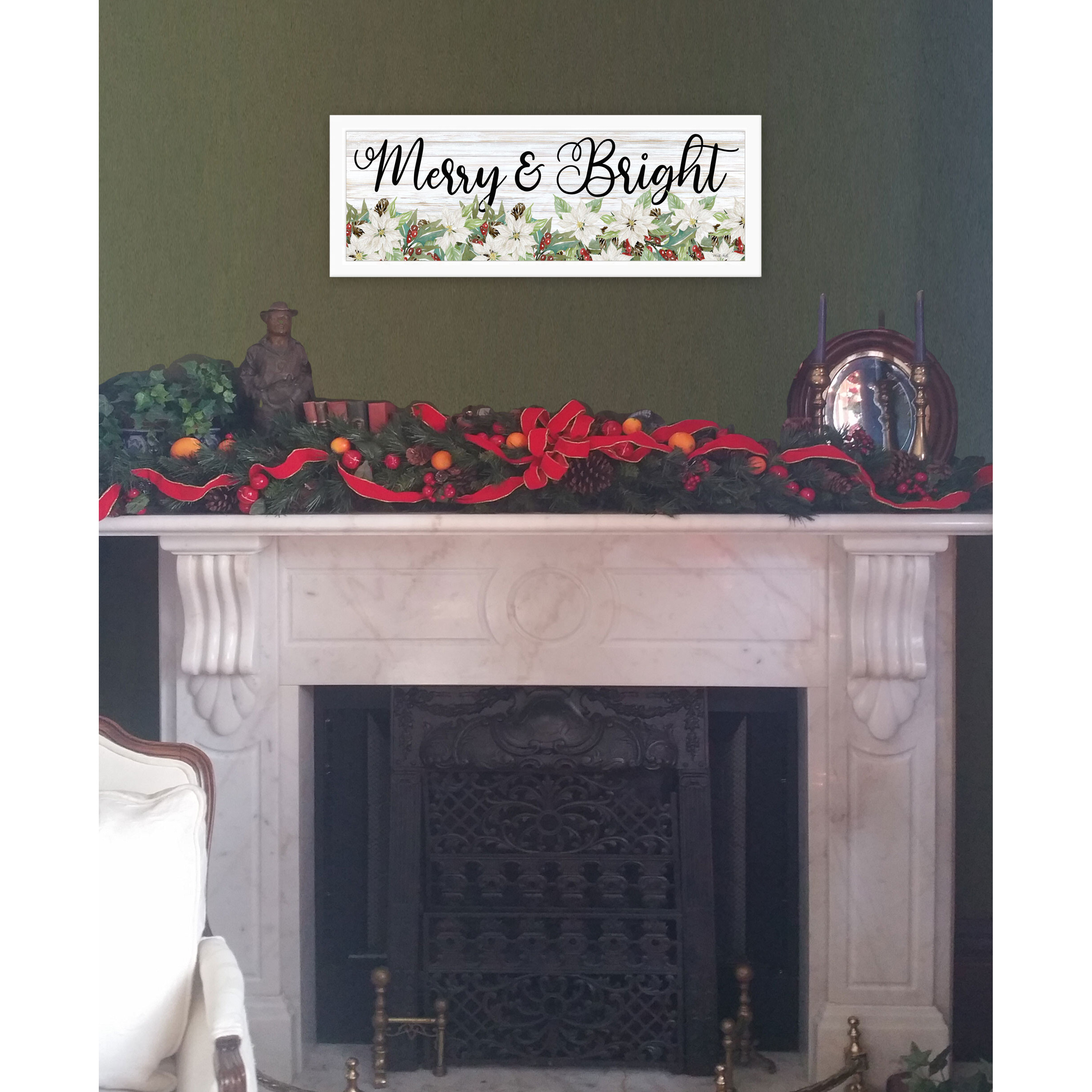 Merry and Bright White Framed Print Wall Art