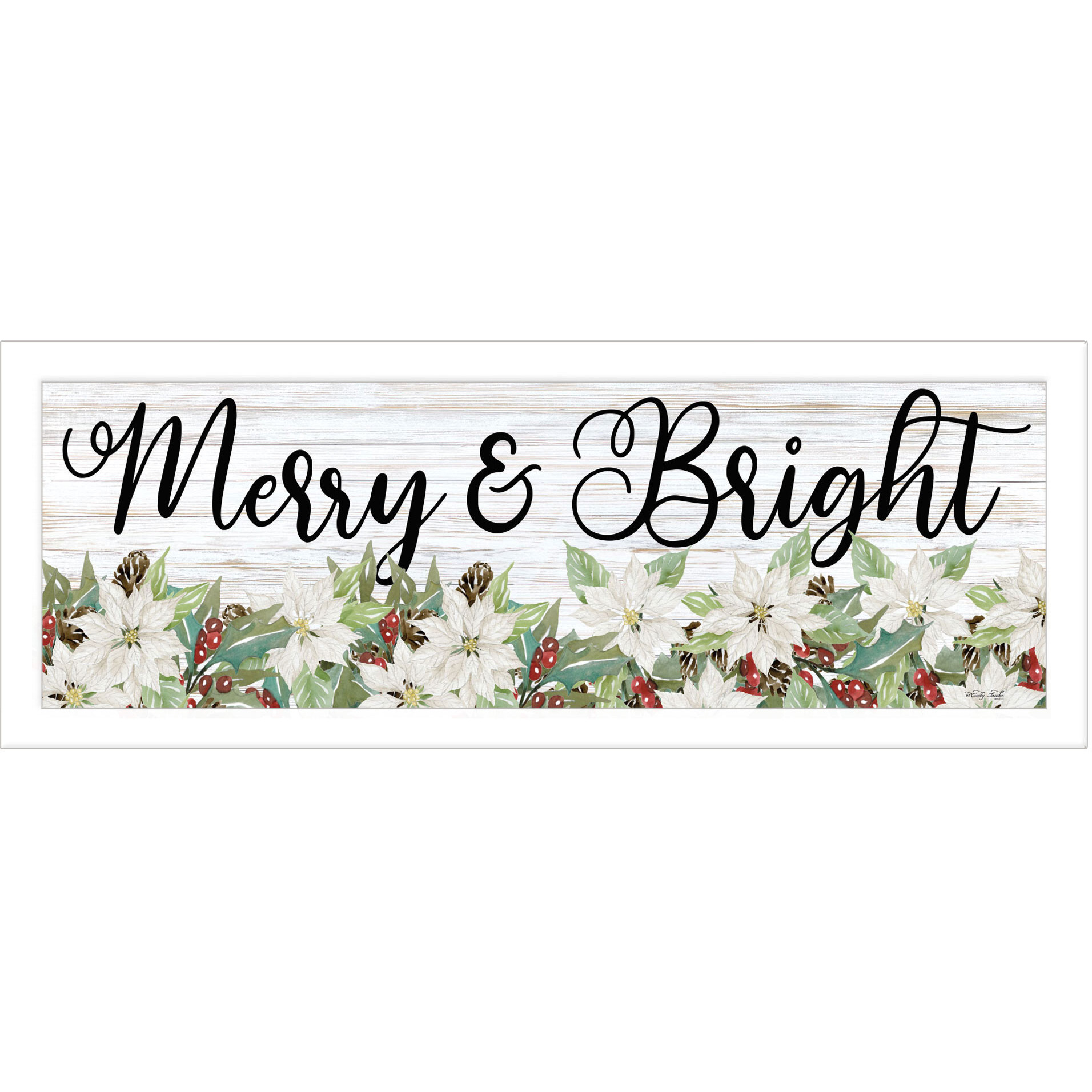 Merry and Bright White Framed Print Wall Art