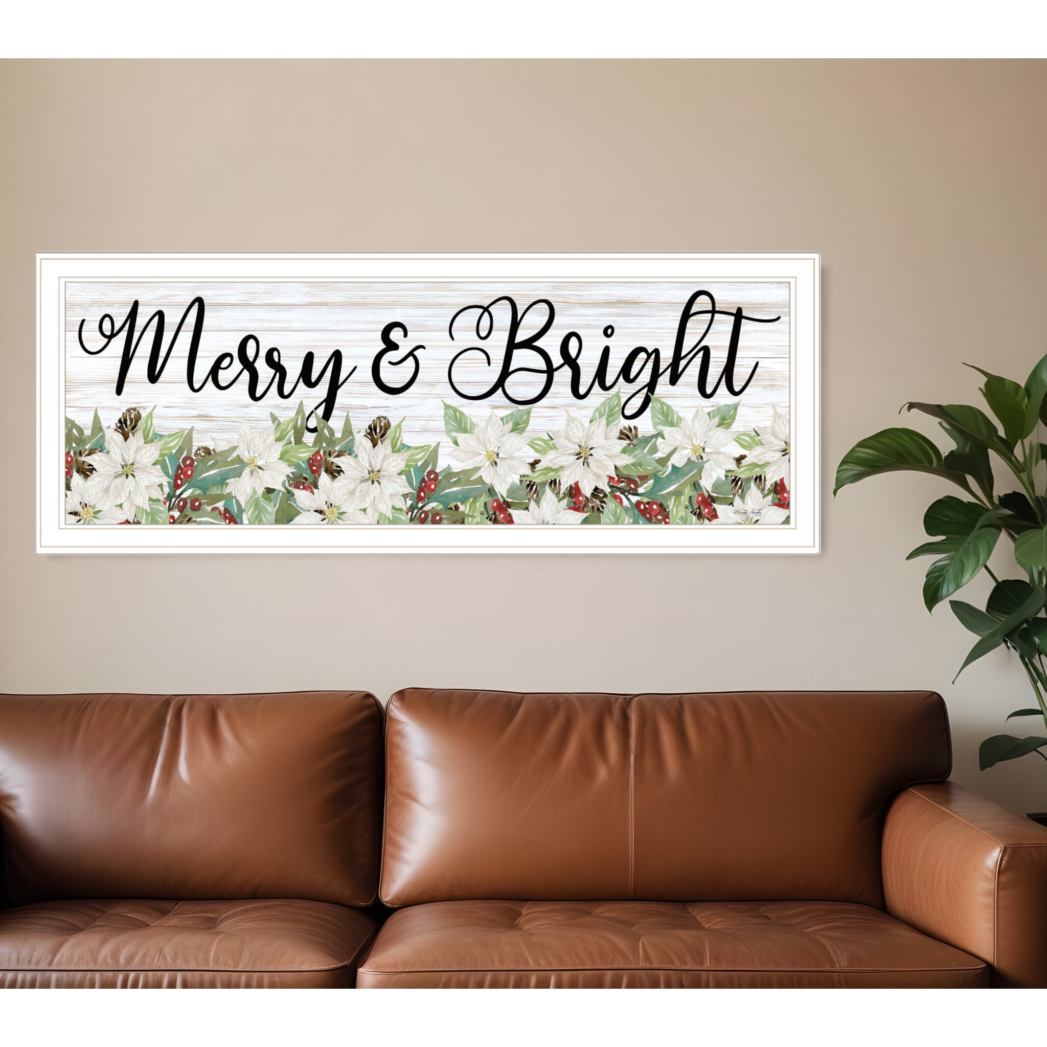 Merry and Bright White Framed Print Wall Art