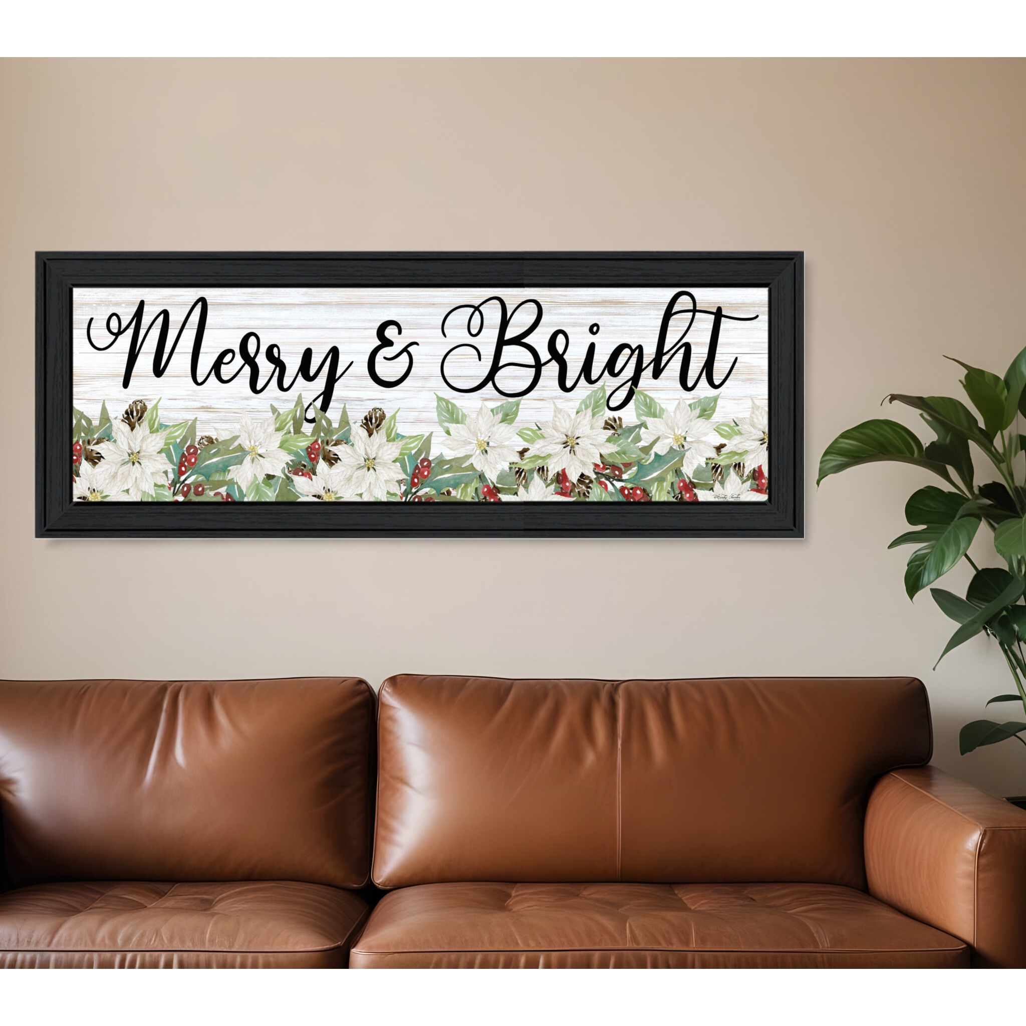 Merry and Bright Black Framed Print Wall Art