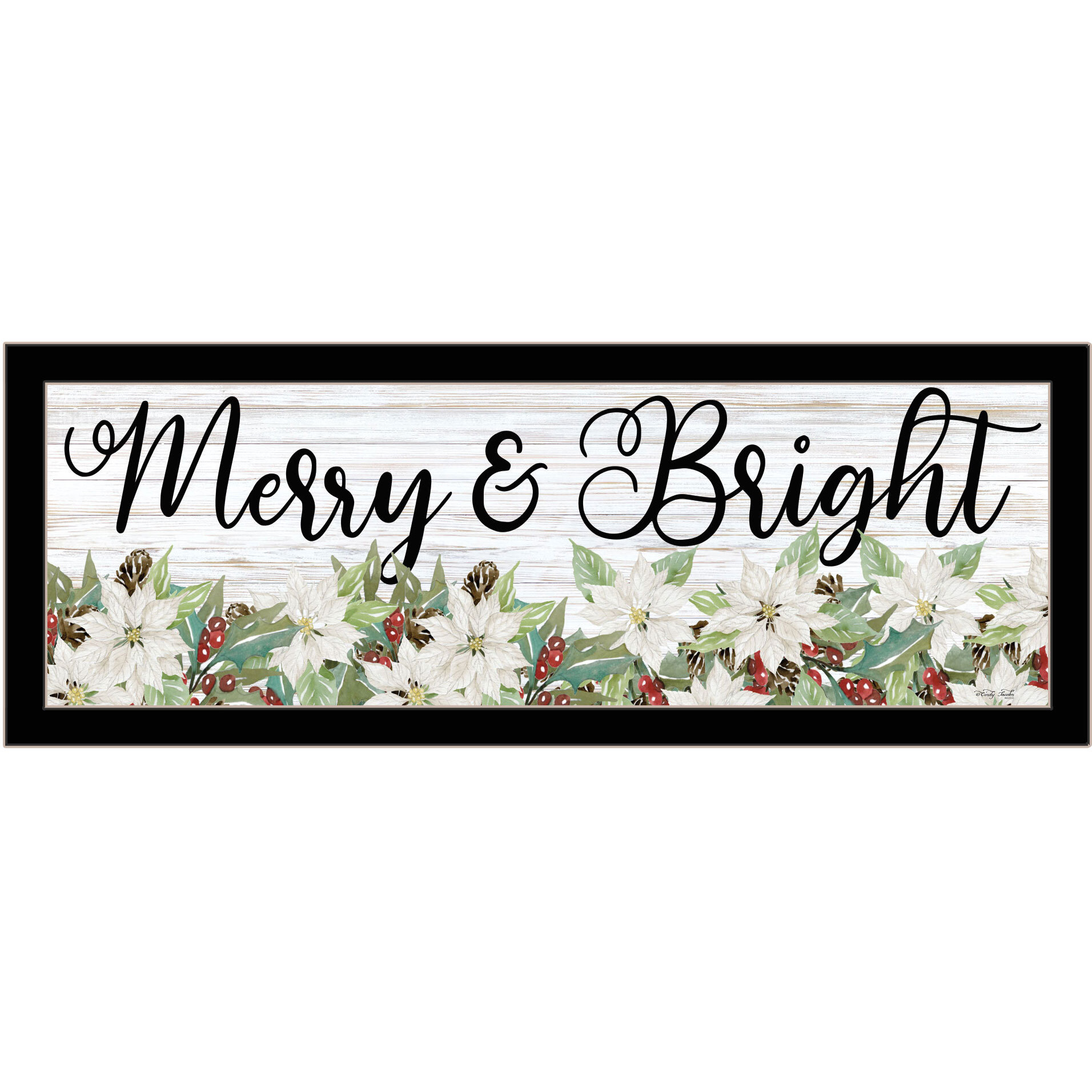 Merry and Bright Black Framed Print Wall Art