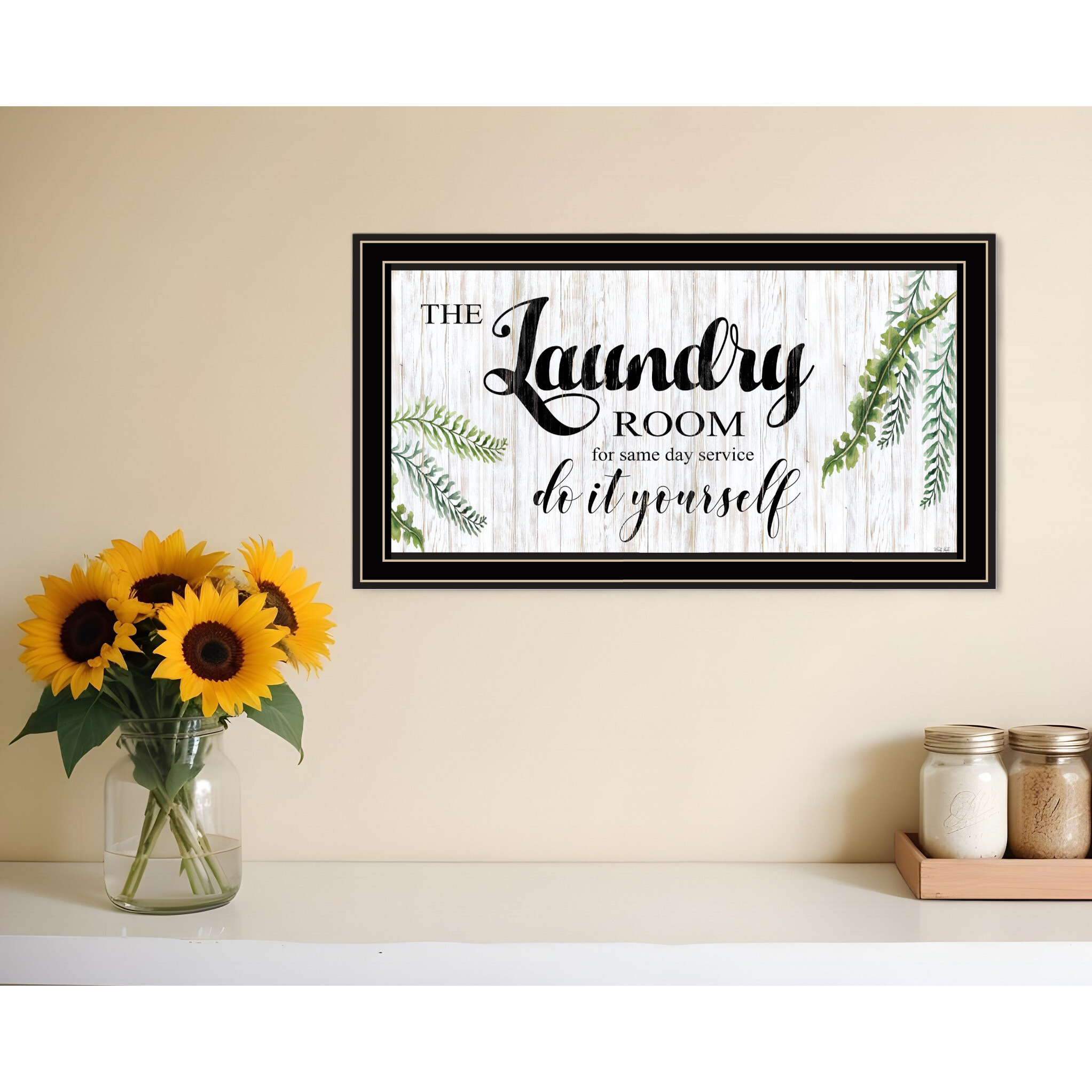 The Laundry Room Same Day Service Black and Brown Framed Print Laundry Wall Art