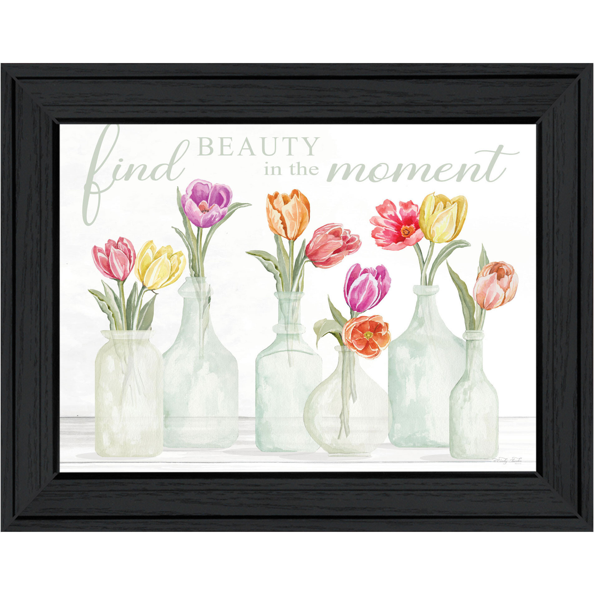 FIND BEAUTY IN THE MOMENT Black Framed Print Wall Art
