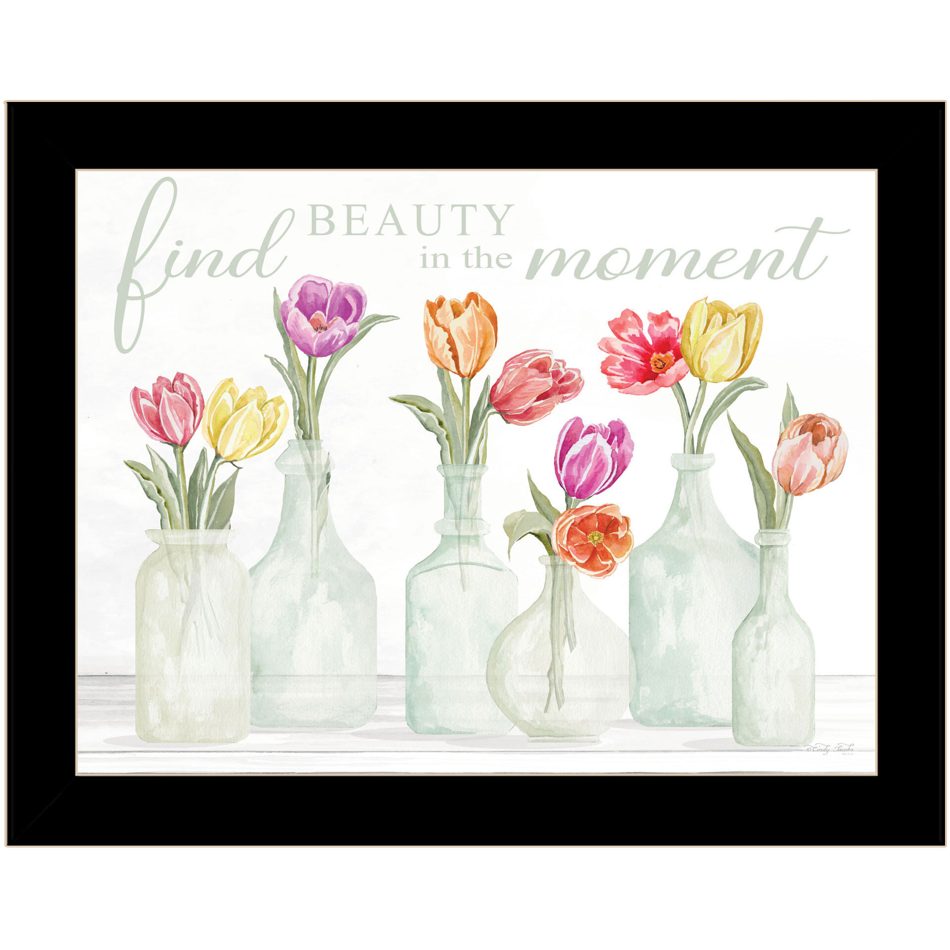 FIND BEAUTY IN THE MOMENT Black Framed Print Wall Art