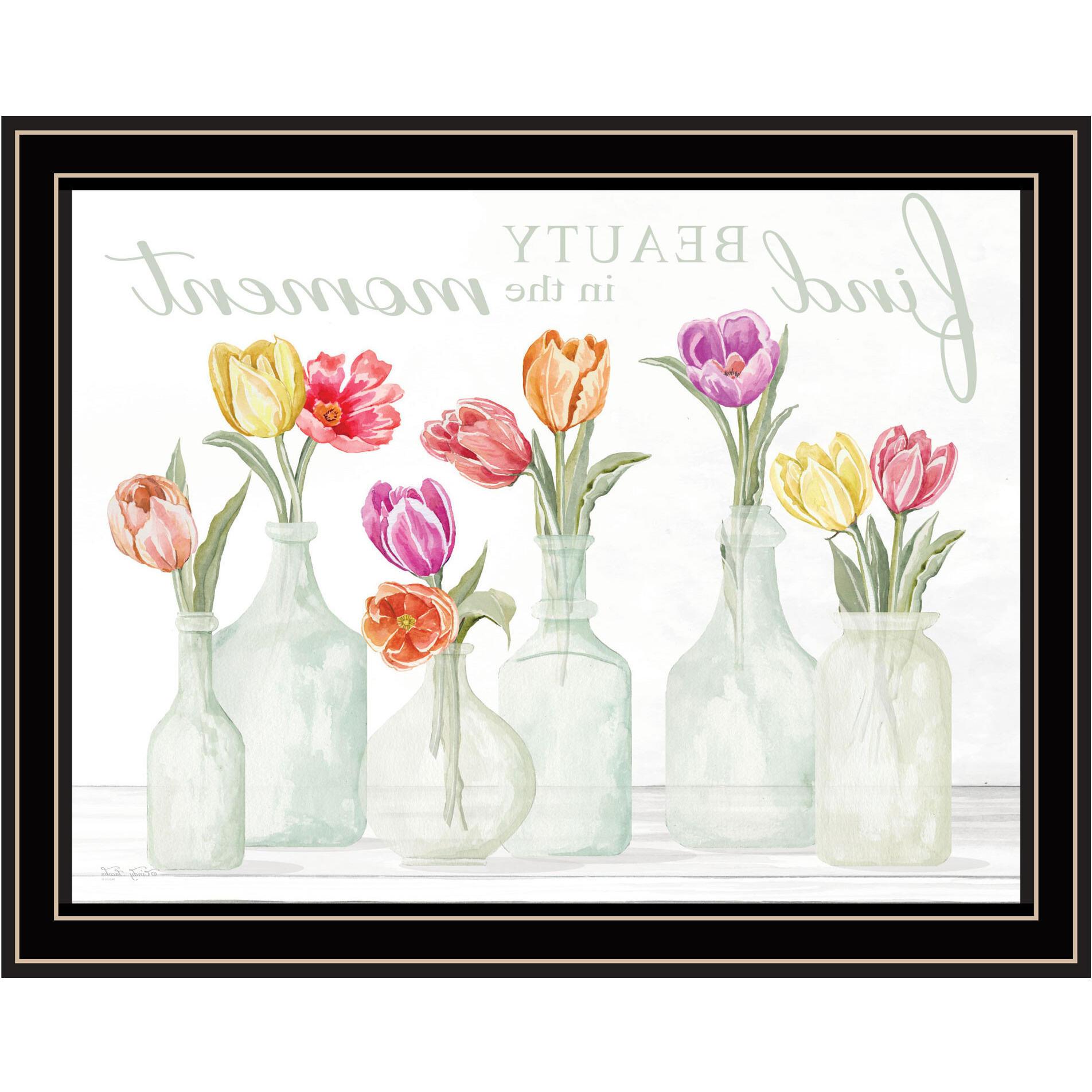 FIND BEAUTY IN THE MOMENT Black Framed Print Wall Art
