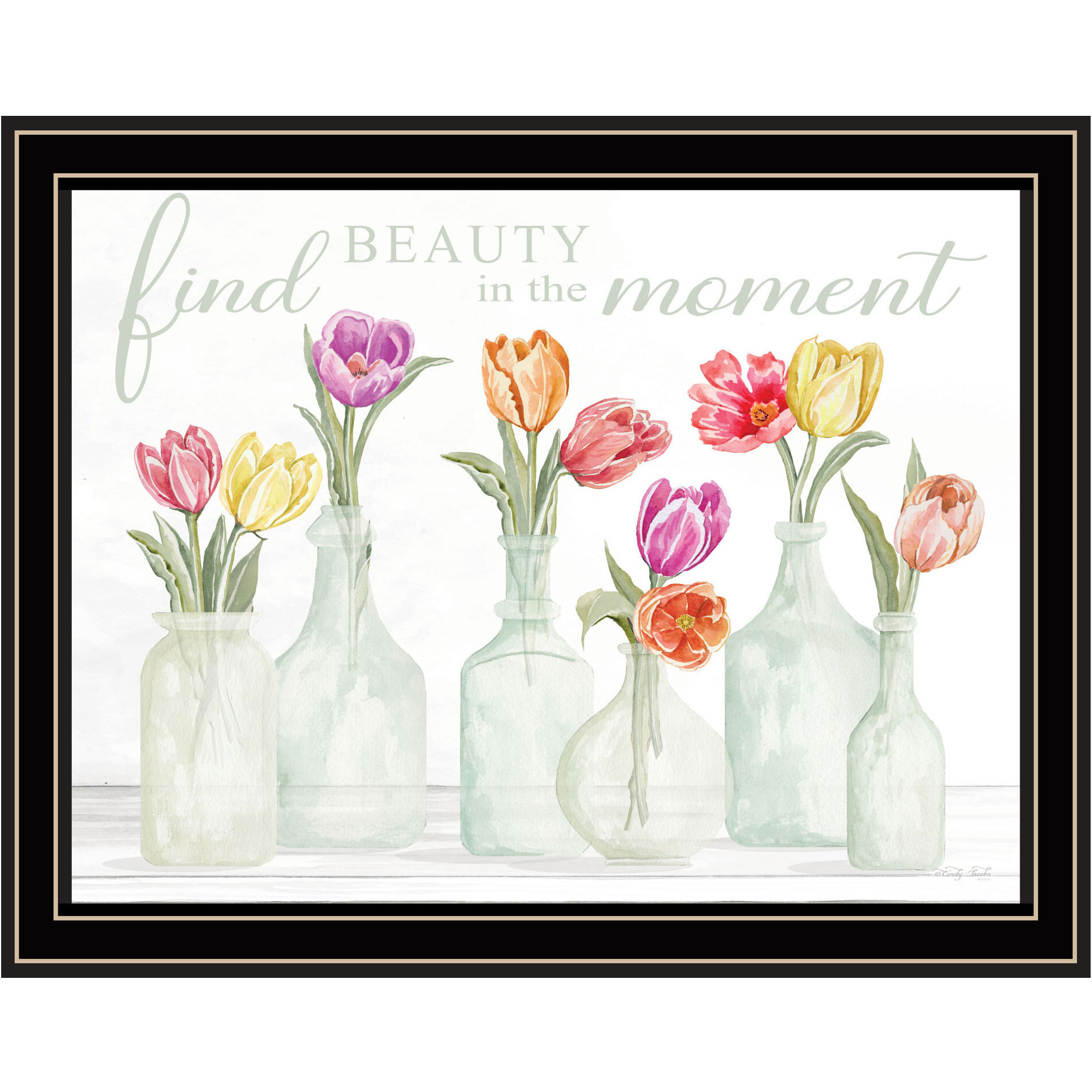 FIND BEAUTY IN THE MOMENT Black Framed Print Wall Art