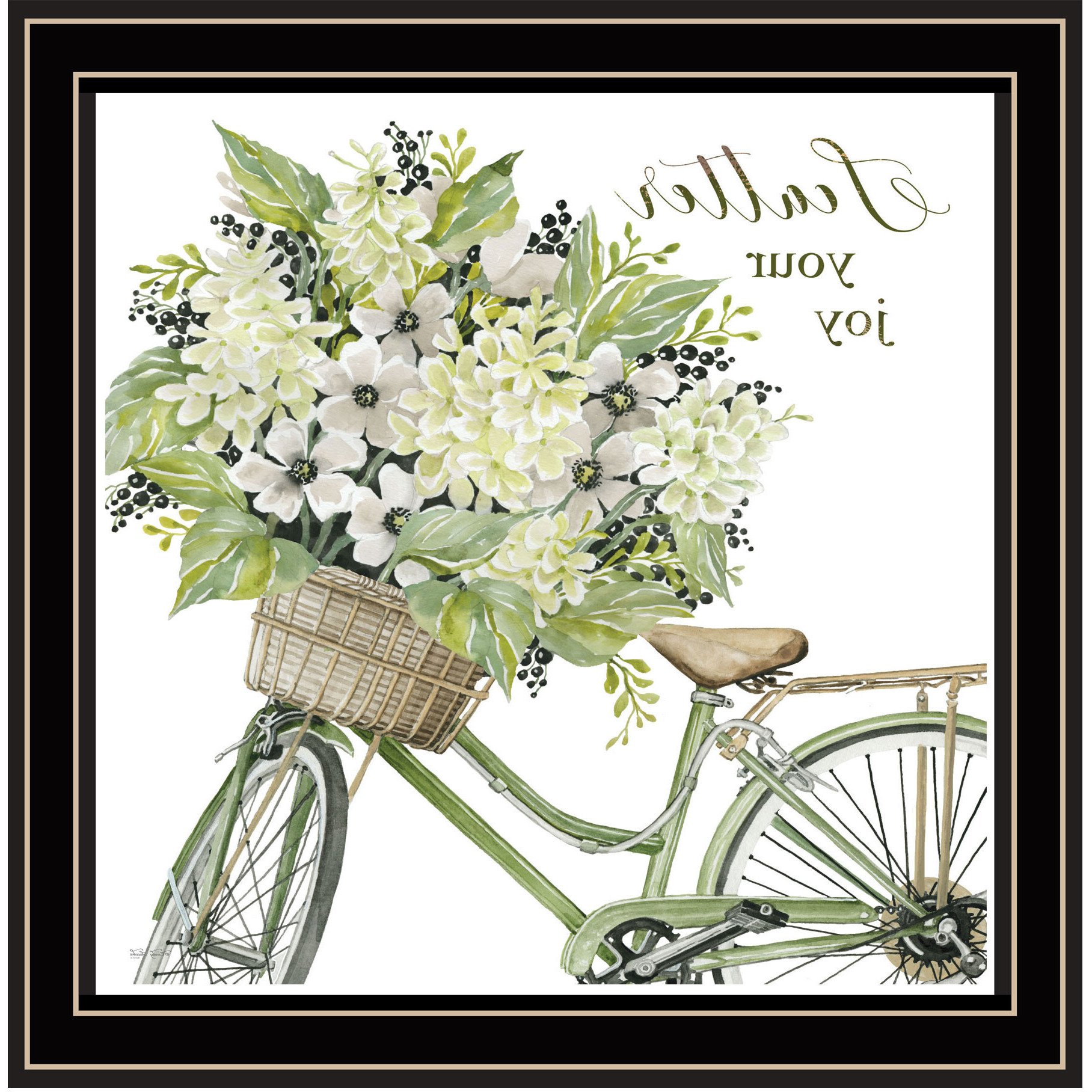SCATTER YOUR JOY WITH FLOWERS Black Framed Print Wall Art