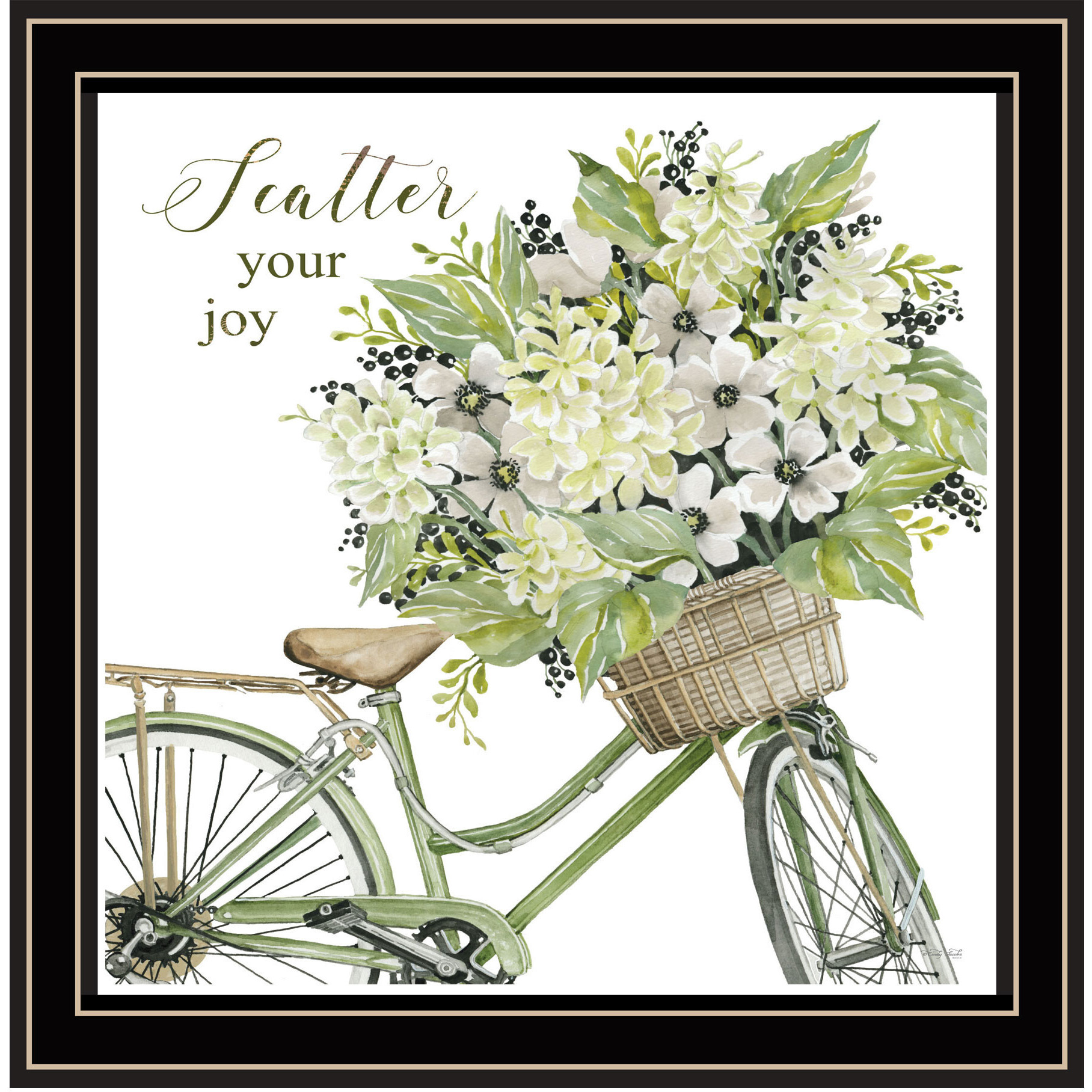 SCATTER YOUR JOY WITH FLOWERS Black Framed Print Wall Art