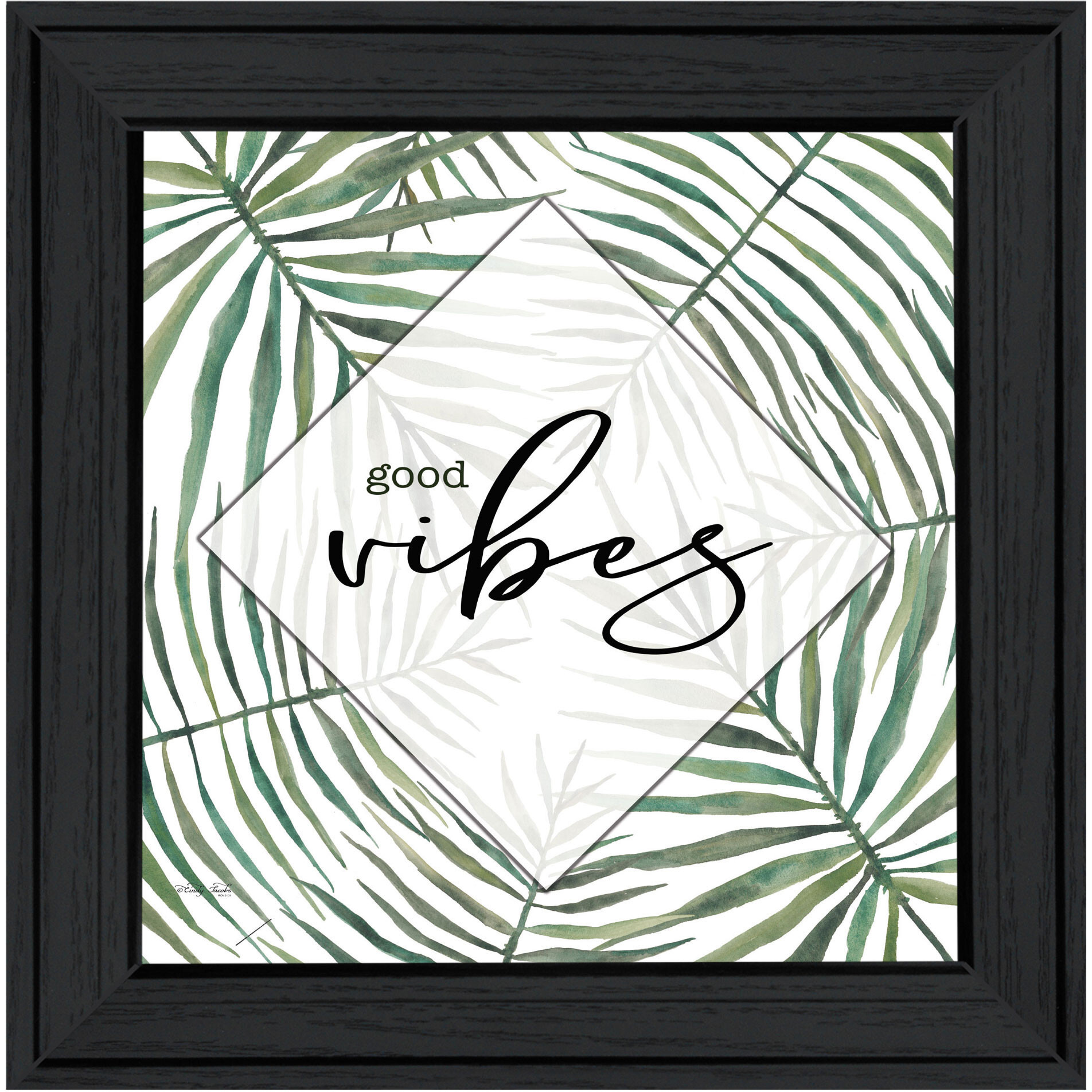 GOOD VIBES Black Framed Print Wall Art