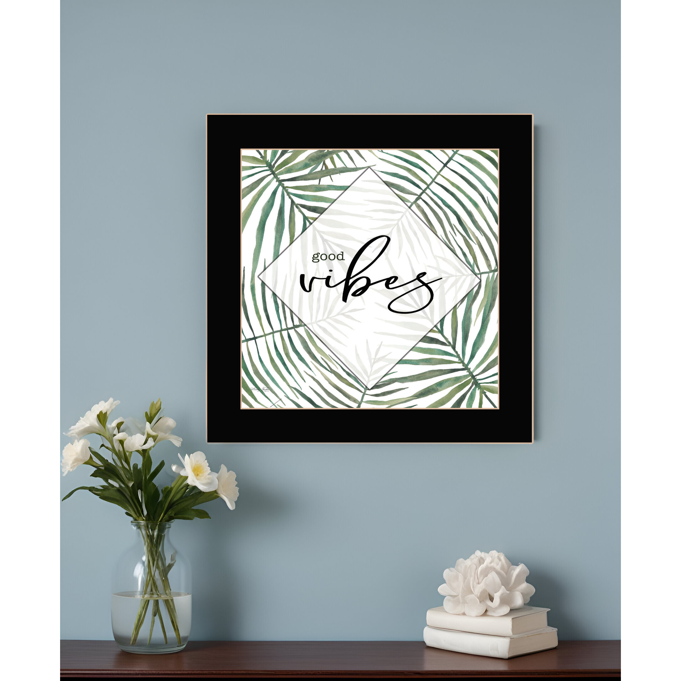 GOOD VIBES Black Framed Print Wall Art