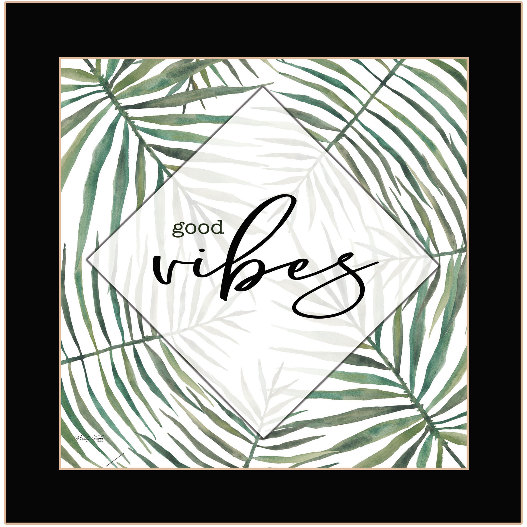 GOOD VIBES Black Framed Print Wall Art