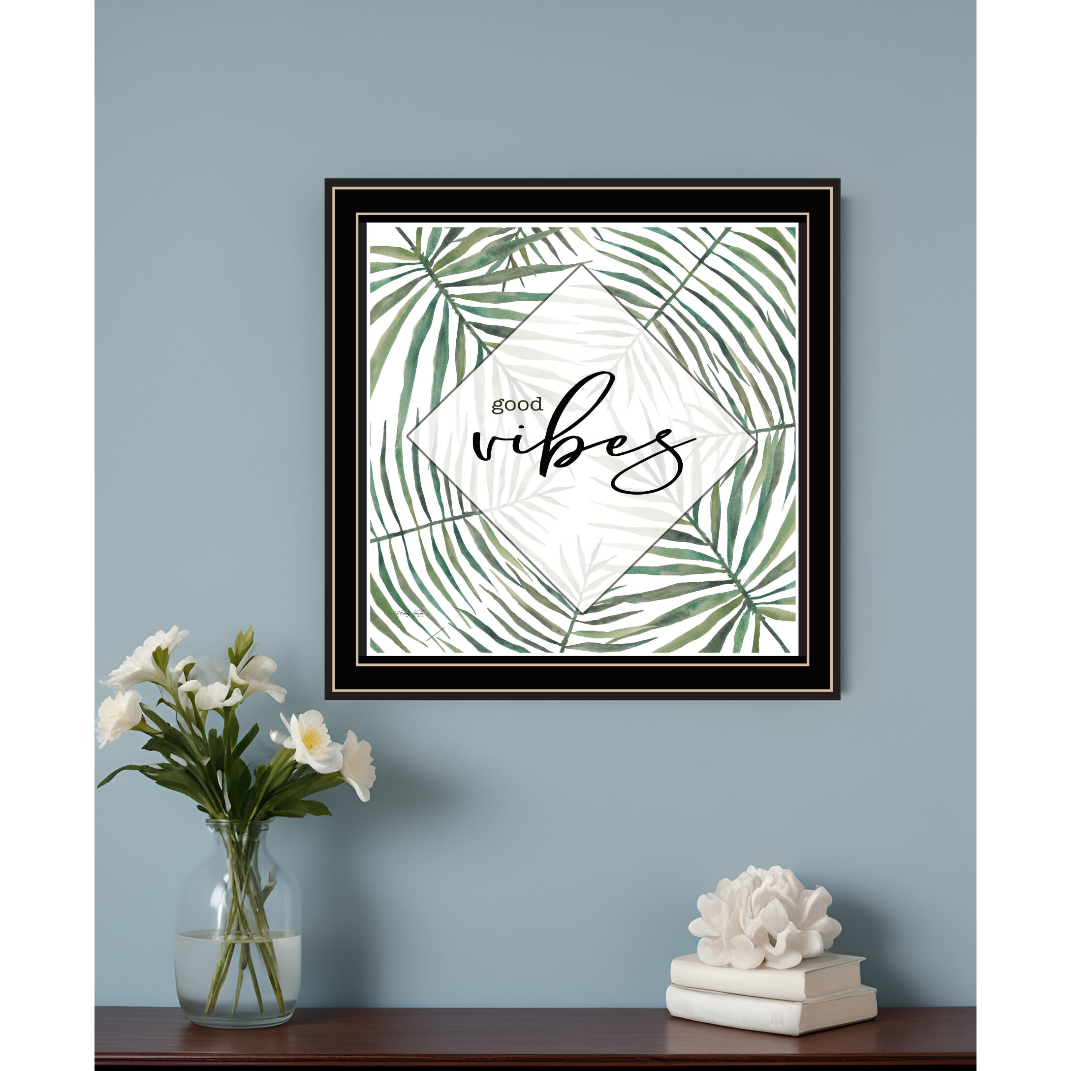 GOOD VIBES Black Framed Print Wall Art