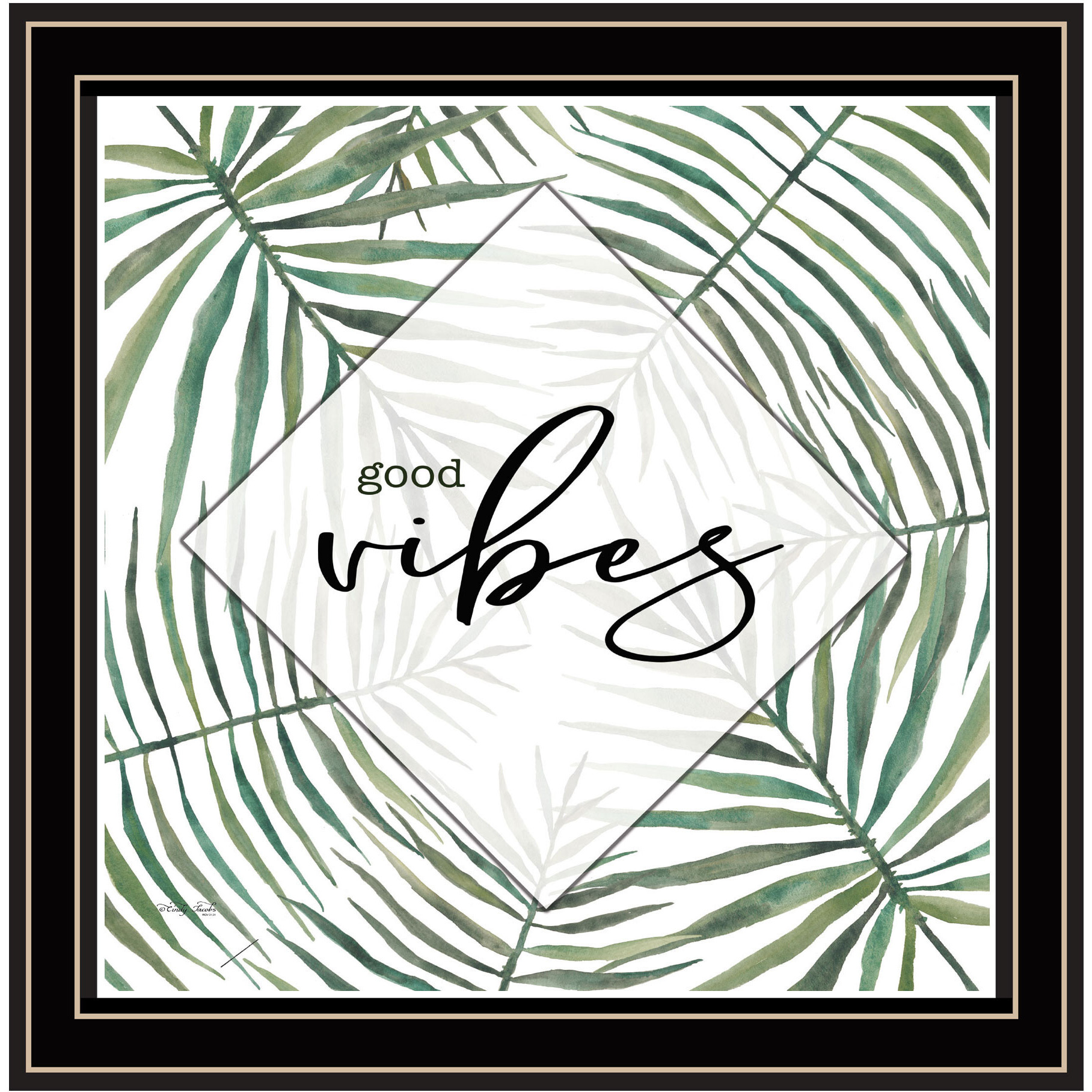 GOOD VIBES Black Framed Print Wall Art