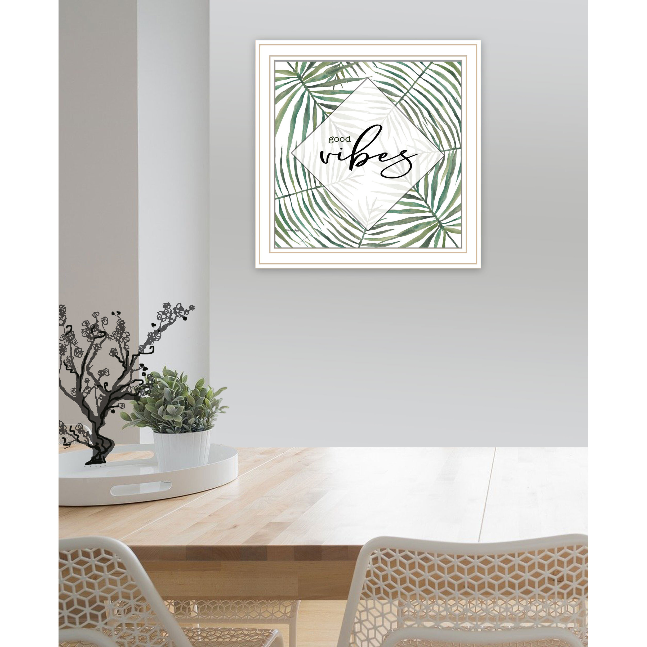 GOOD VIBES White Framed Print Wall Art
