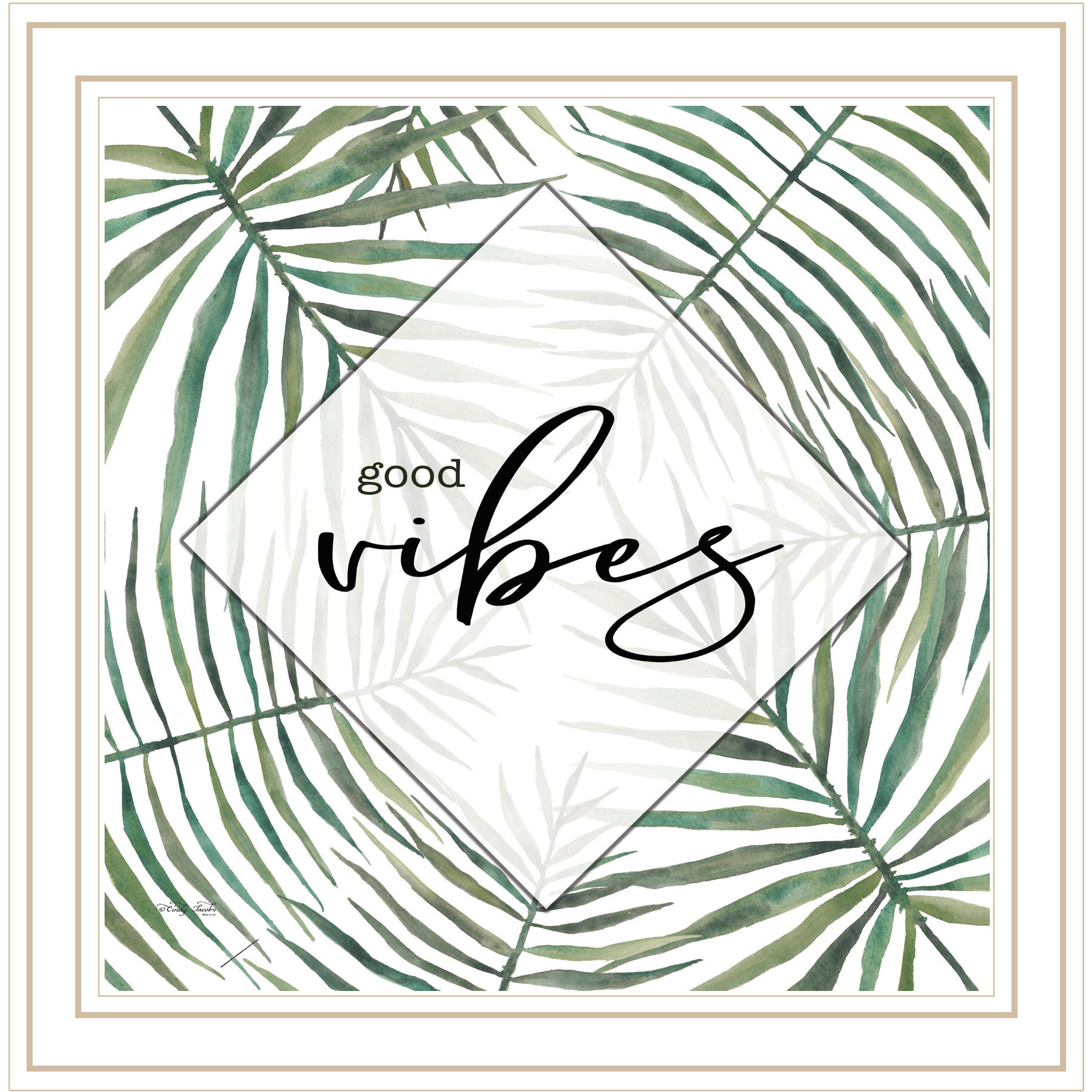 GOOD VIBES White Framed Print Wall Art