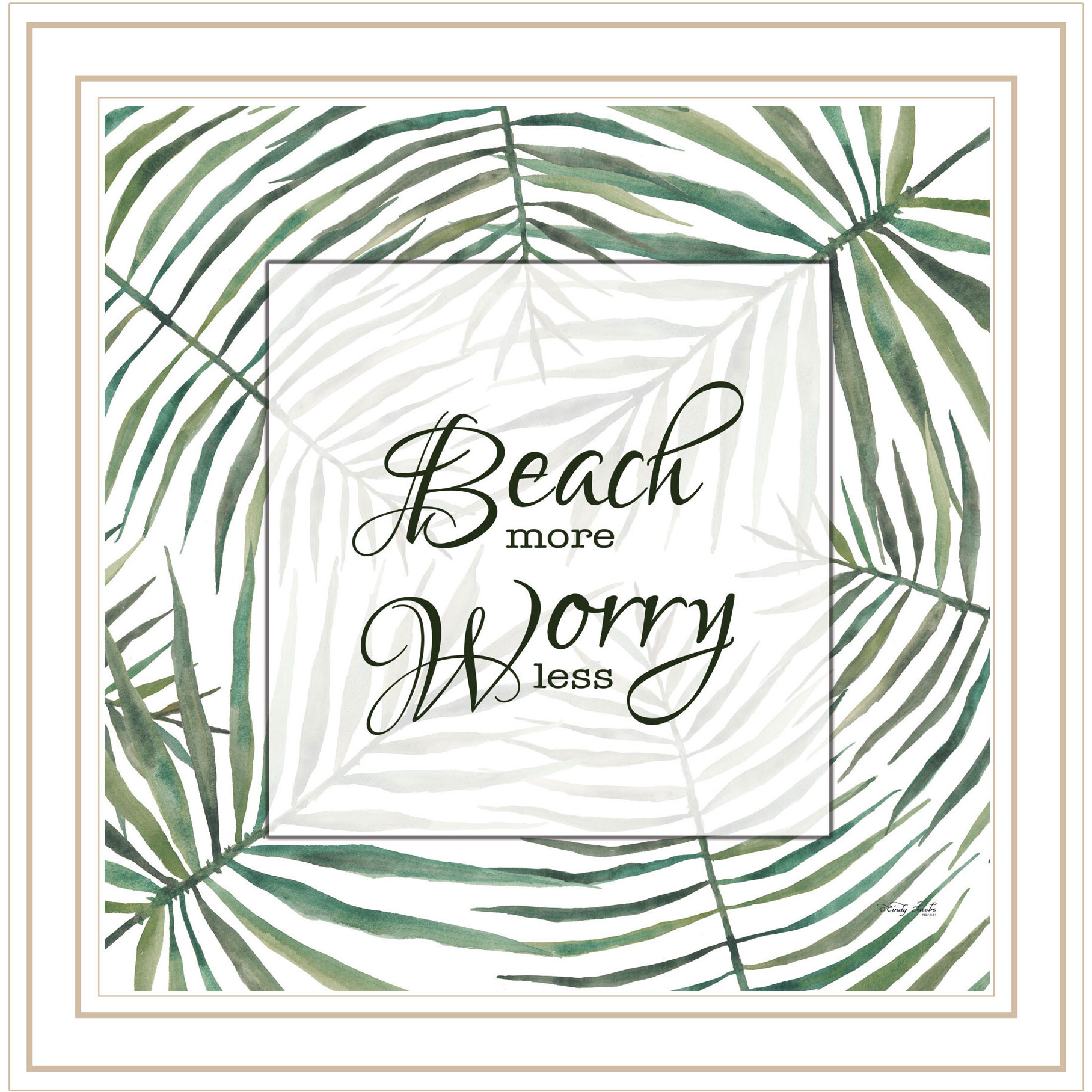 BEACH MORE WORRY LESS White Framed Print Wall Art