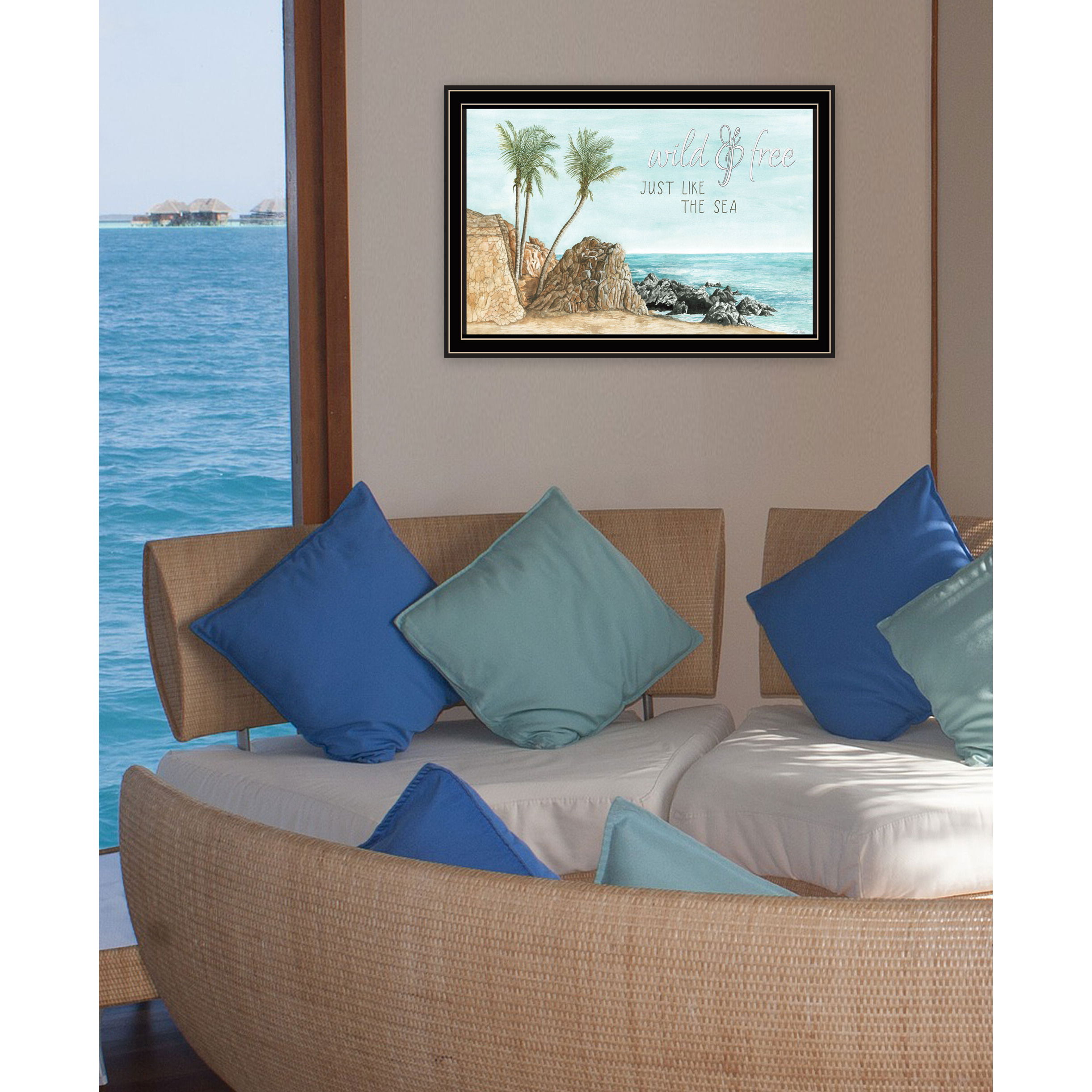 WILD AND FREE JUST LIKE THE SEA Black Framed Print Wall Art