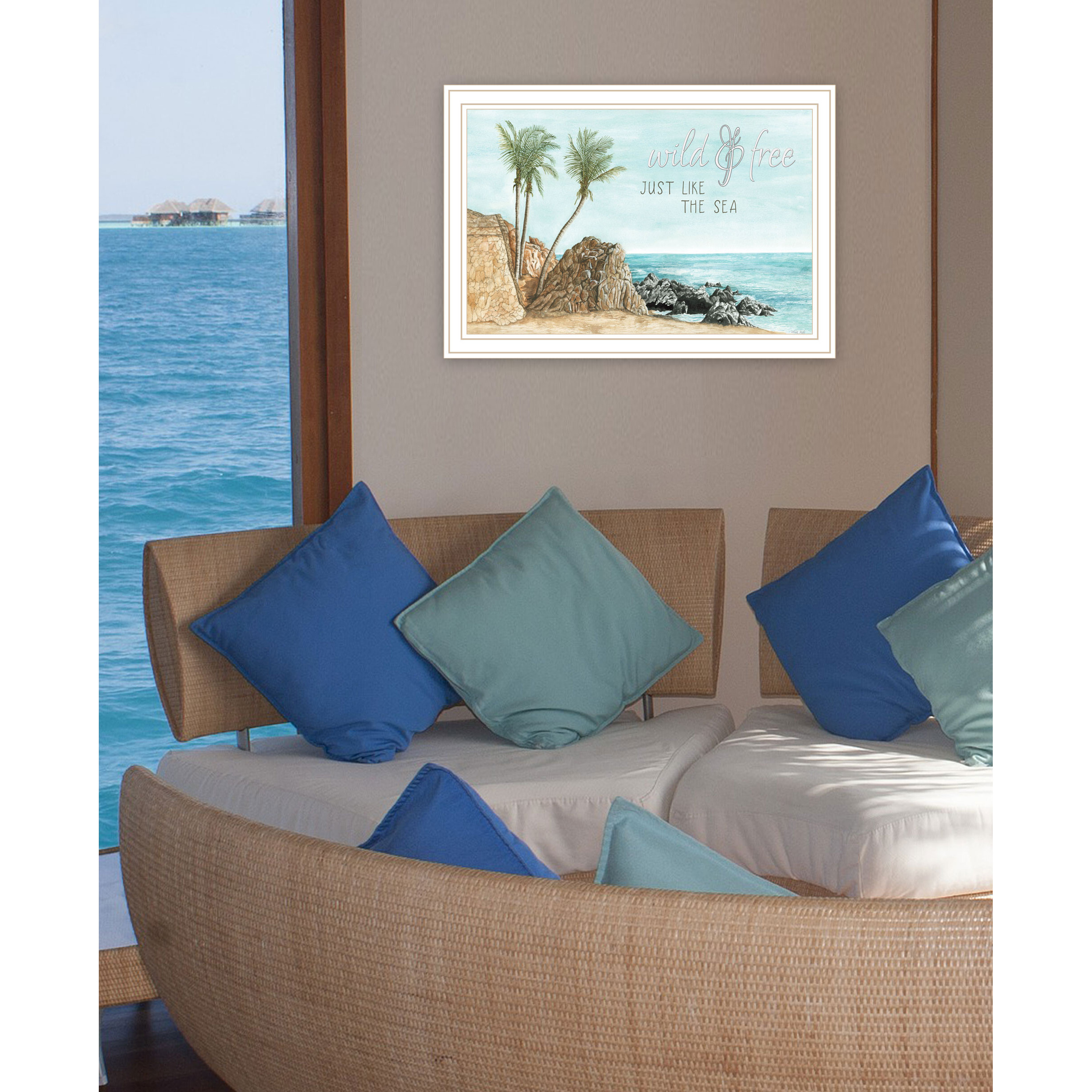 WILD AND FREE JUST LIKE THE SEA White Framed Print Wall Art