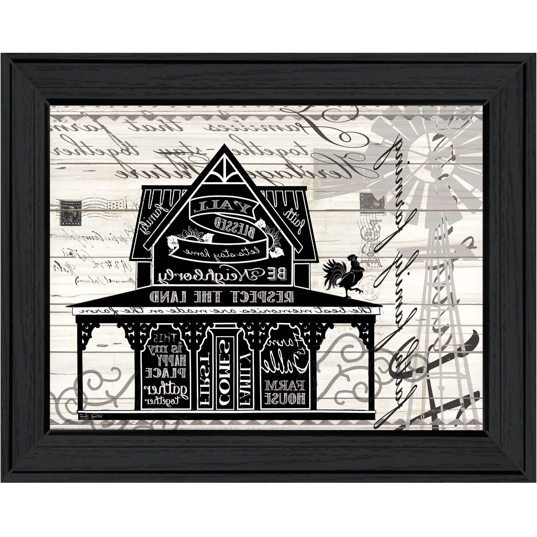 Y'ALL BLESSED FARMHOUSE Black Framed Print Wall Art