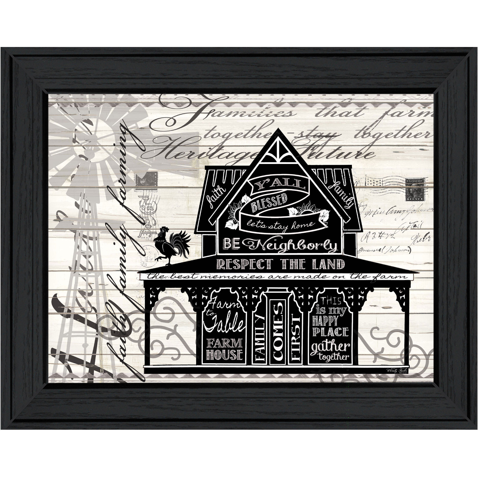 Y'ALL BLESSED FARMHOUSE Black Framed Print Wall Art