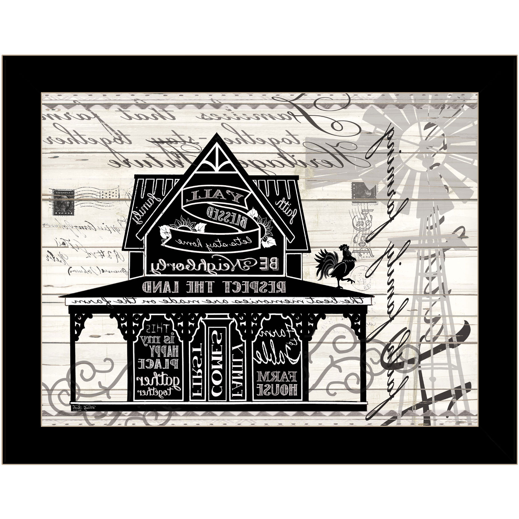 Y'ALL BLESSED FARMHOUSE Black Framed Print Wall Art