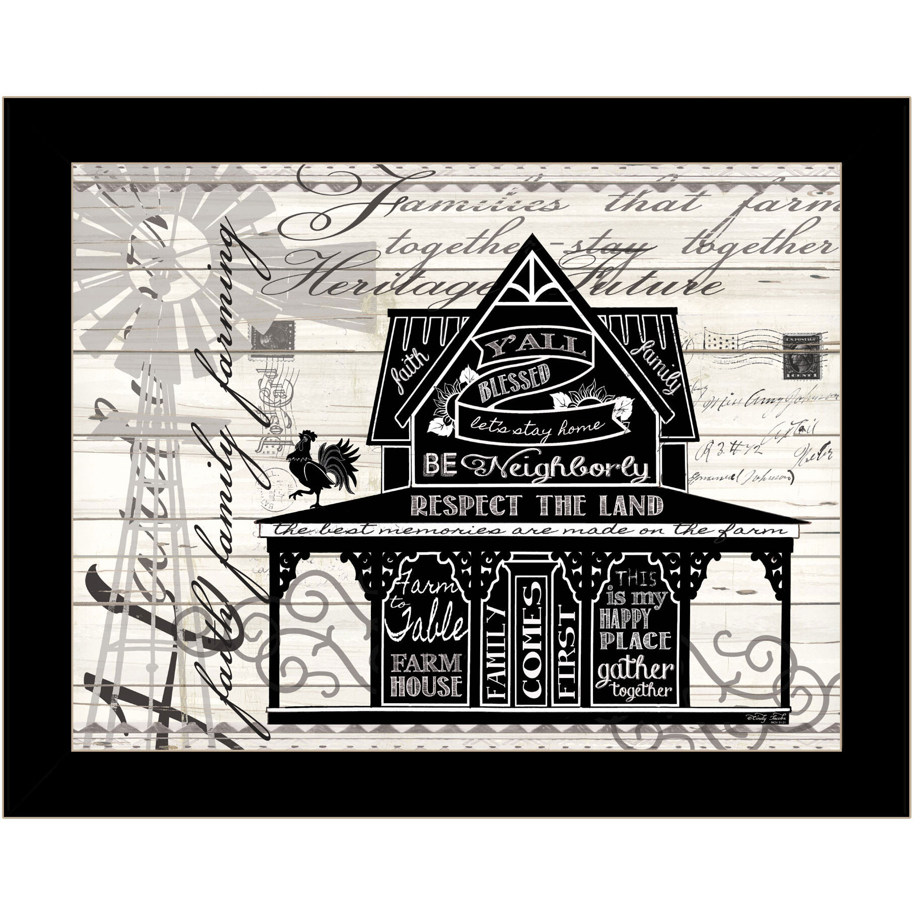 Y'ALL BLESSED FARMHOUSE Black Framed Print Wall Art