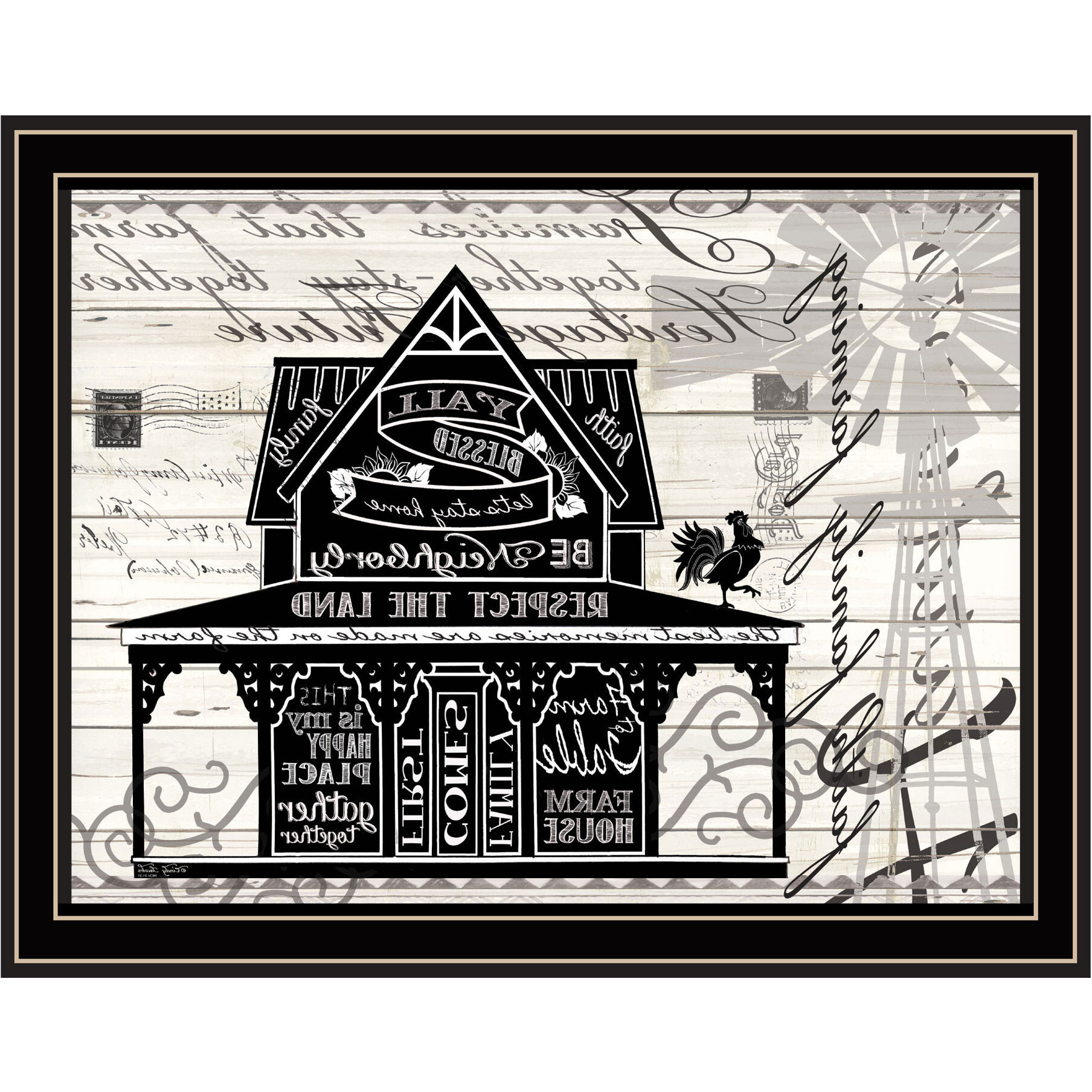 Y'ALL BLESSED FARMHOUSE Black Framed Print Wall Art