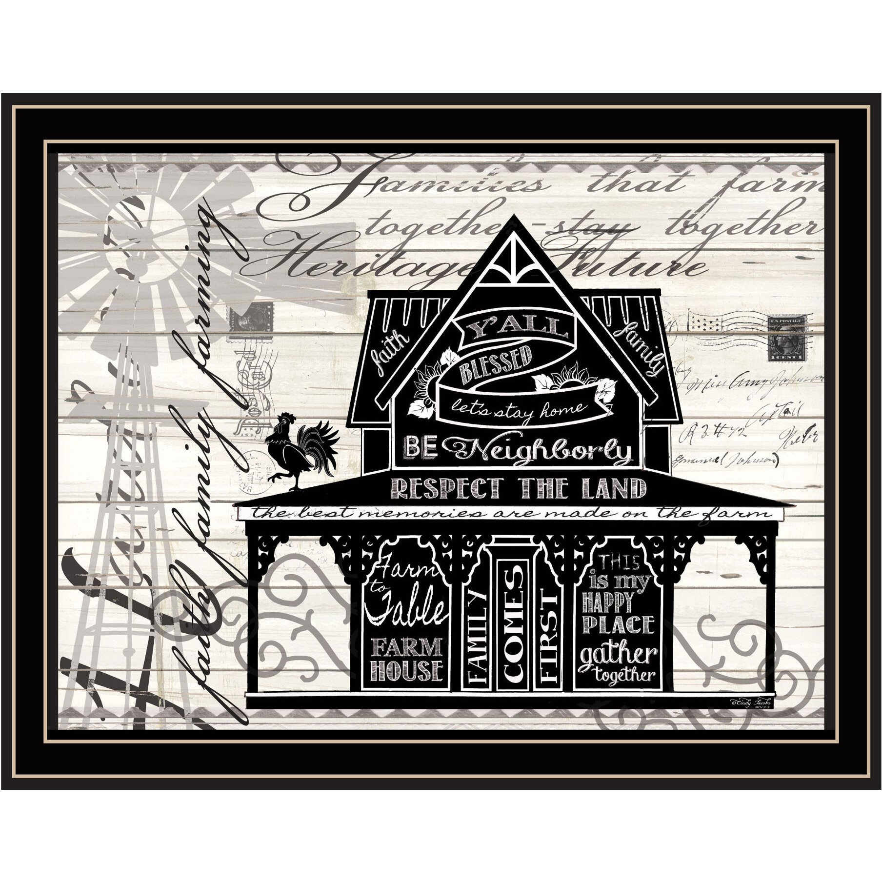 Y'ALL BLESSED FARMHOUSE Black Framed Print Wall Art